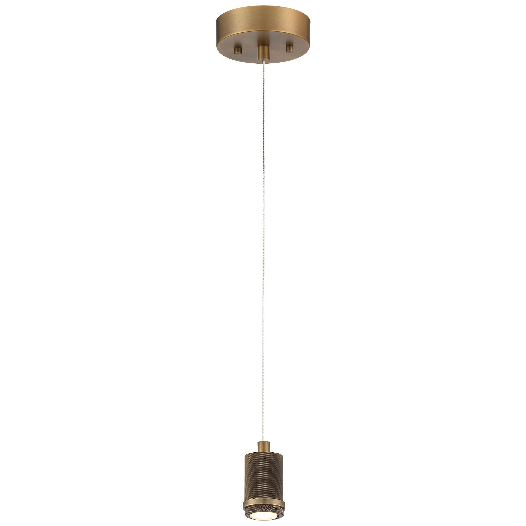 Access Lighting Port Nine Stark 1 - Light Antique Brushed Brass Brass Industrial - LED Steel And Glass Pendant Light