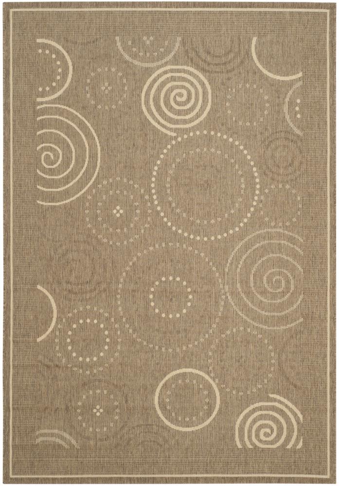 Safavieh CY1906-3009-6 Courtyard Circles 7 x 10 (ft) Loomed Polypropylene Brown/Natural Rectangular Indoor/Outdoor Abstract Coastal Area rug
