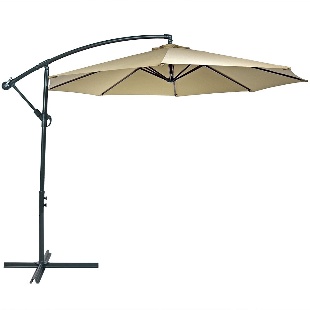 Sunnydaze Decor 10.5-ft Beige Crank Offset Patio Umbrella In The Patio 