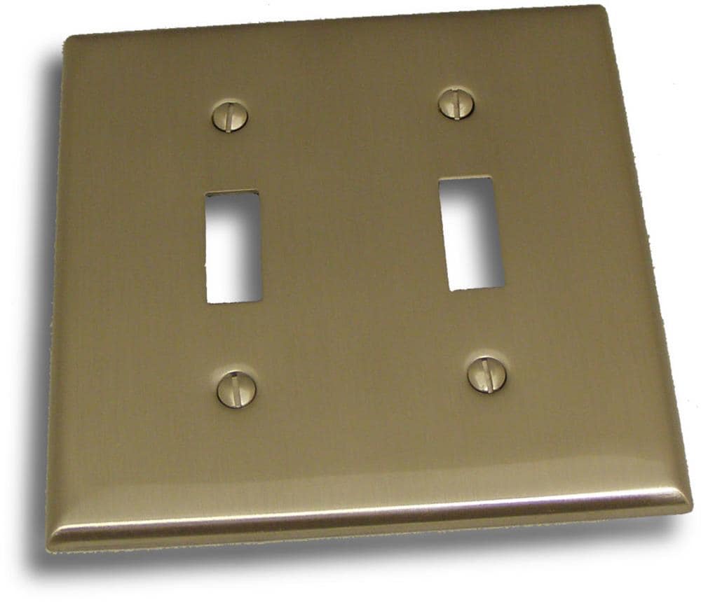 Residential Essentials 10822SN 2 -Gang Standard Size Satin nickel Steel Indoor Toggle Wall Plate
