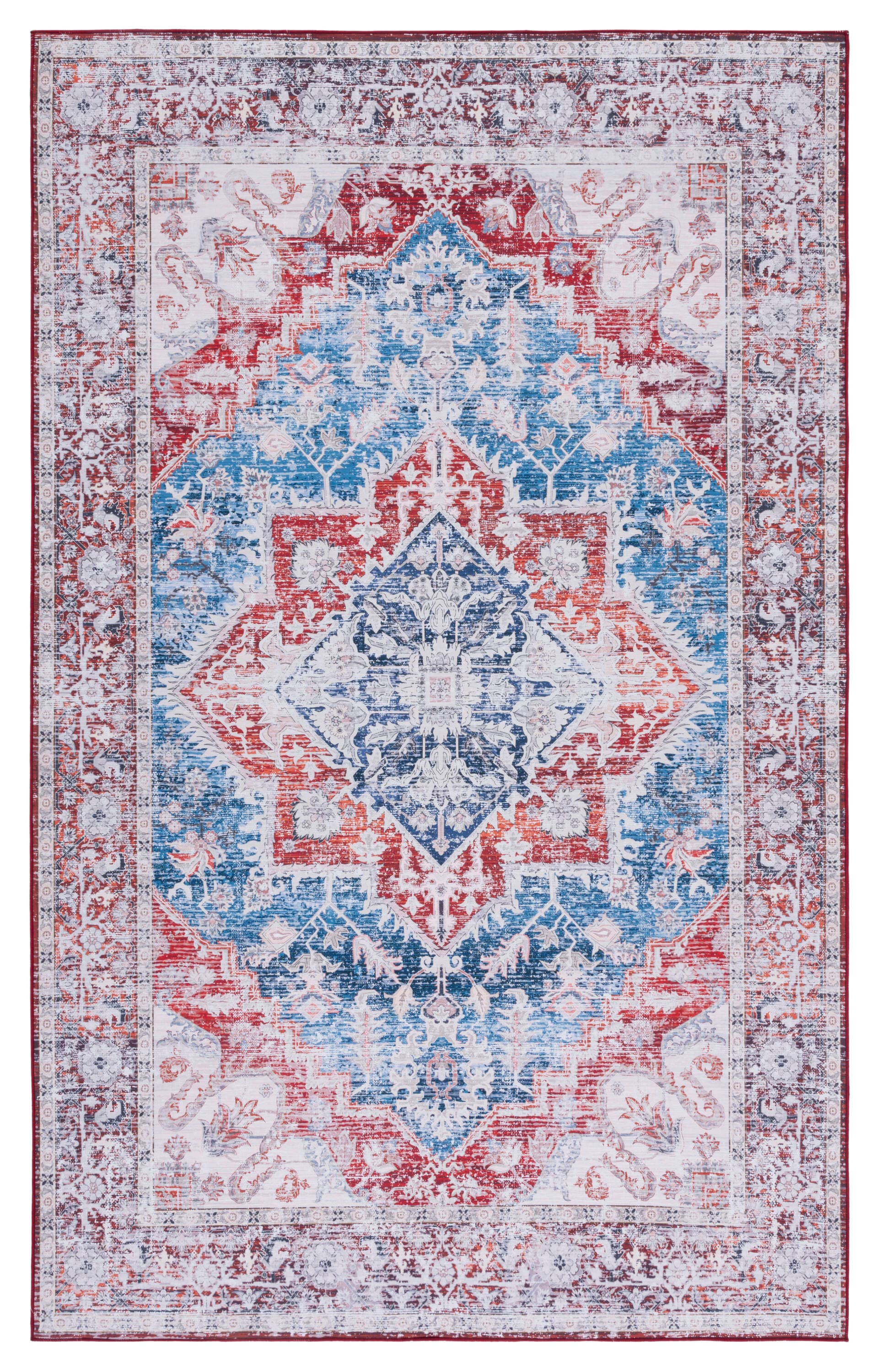Elegant Blue Synthetic 8' x 10' Hand-Knotted Easy-Care Area Rug