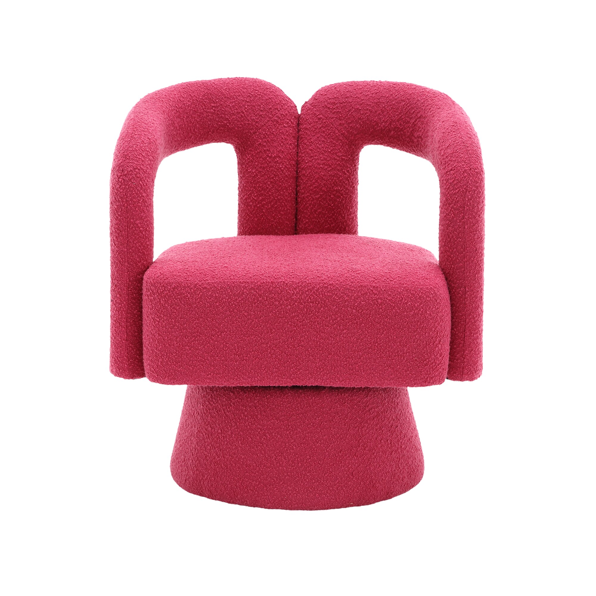 CESICIA ZLH-21 Modern Rose Red Boucle Swivel Accent Chair
