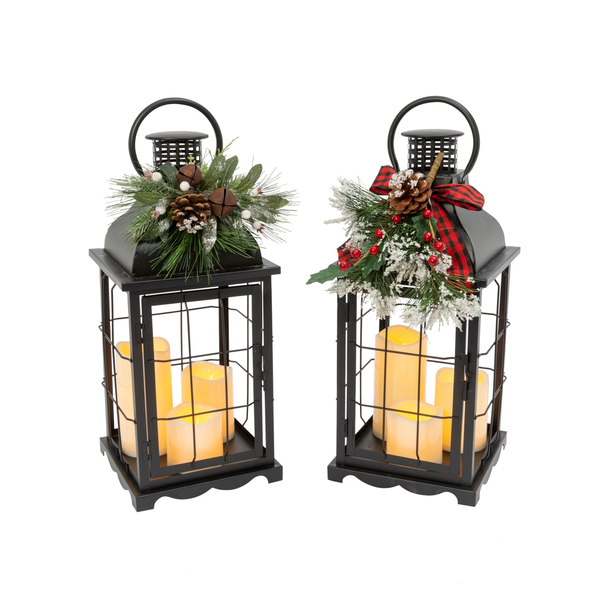 Northlight 15 LED Battery Operated Black Lantern with Flameless Candle