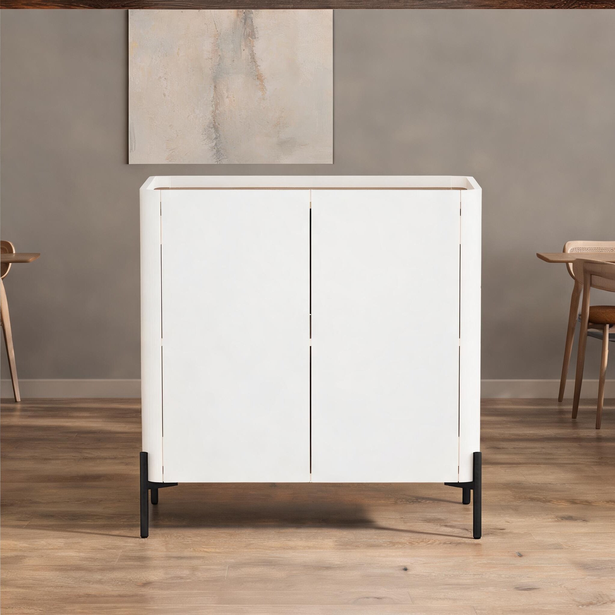 FlowLuxe - Dining Room Storage Cabinet with Soft-Close Doors Brown and Classic White