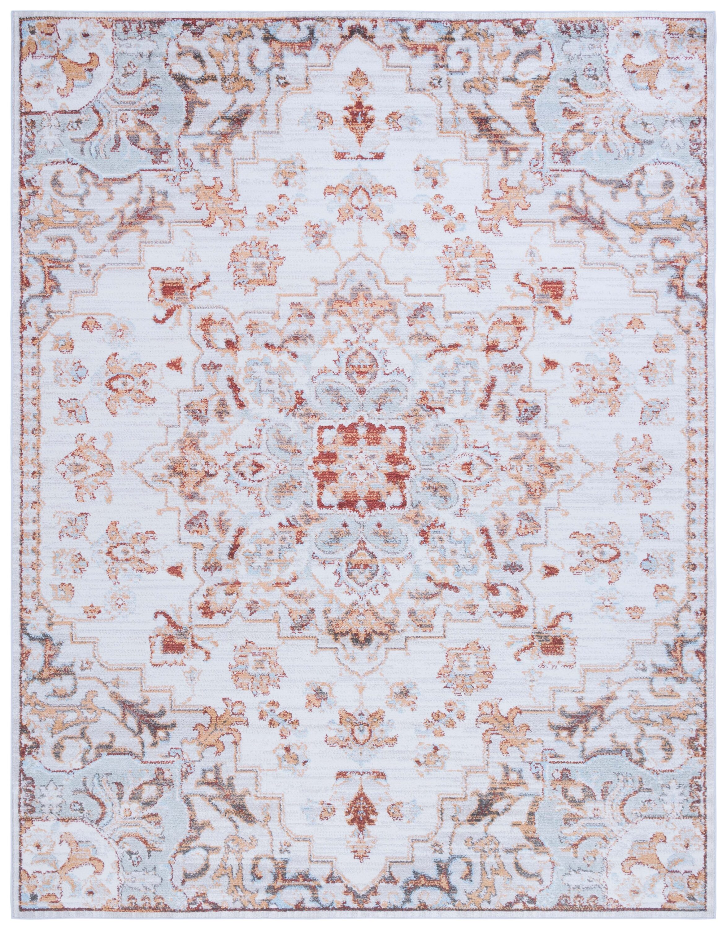 Tucson Beige and Gray Machine Washable Round Rug