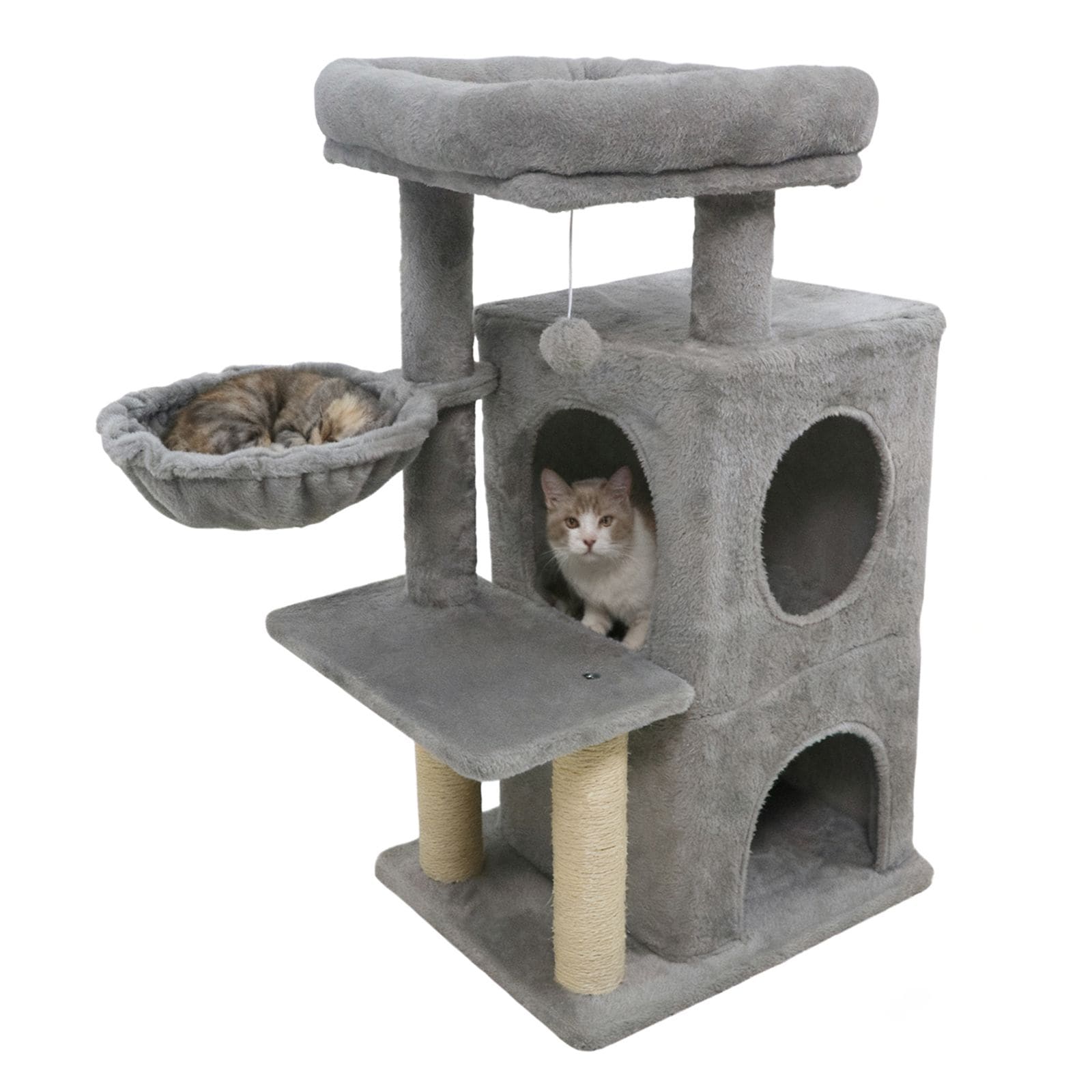 Slickblue Space Saving Cat Tree with Multi Level Condo Perch and Scratching Posts for Apartments or Living Rooms - Available in Multiple Color