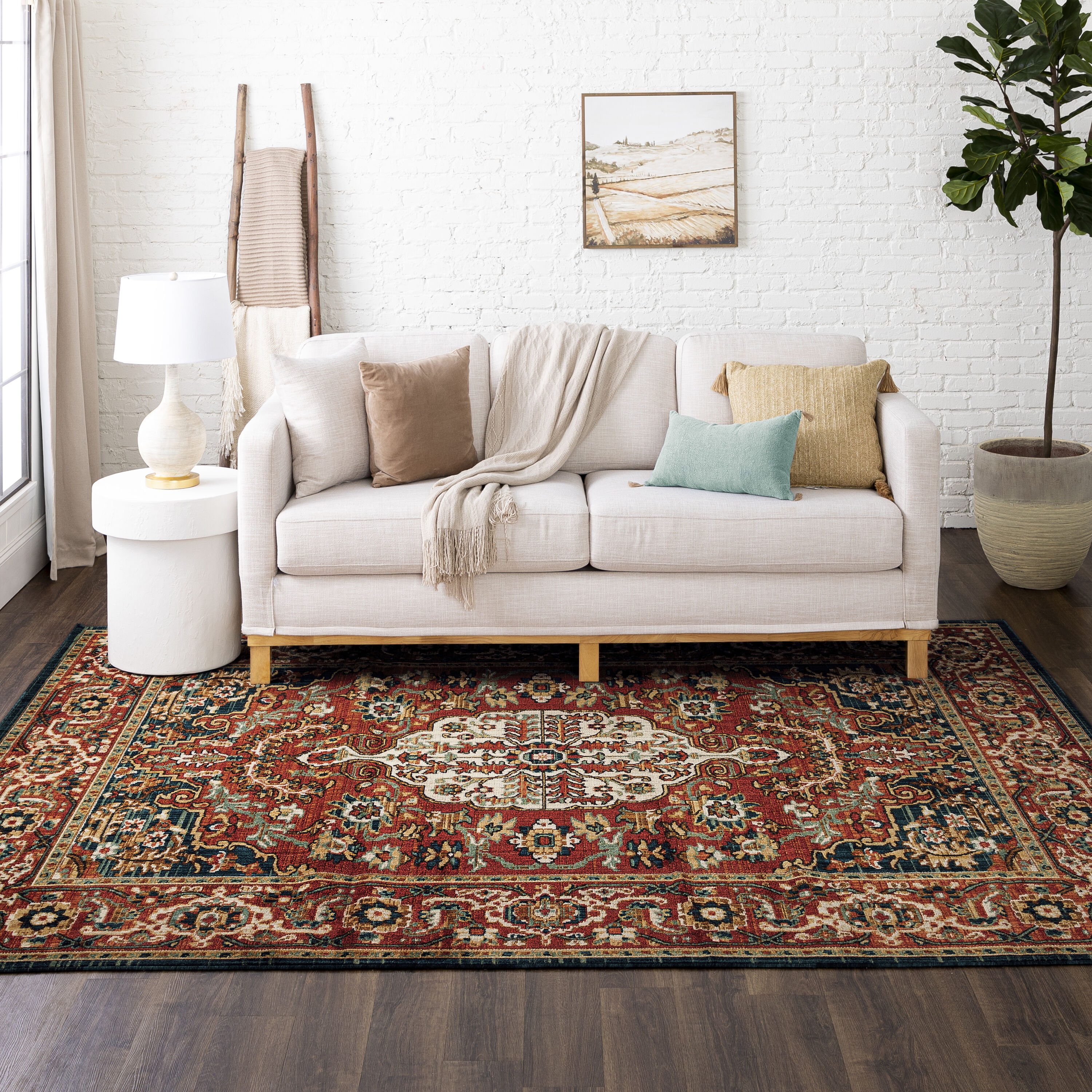 Mohawk Home EL321 30048 036060 3 x 5 (ft) Polyester Red Rectangular Indoor Medallion Oriental Area rug
