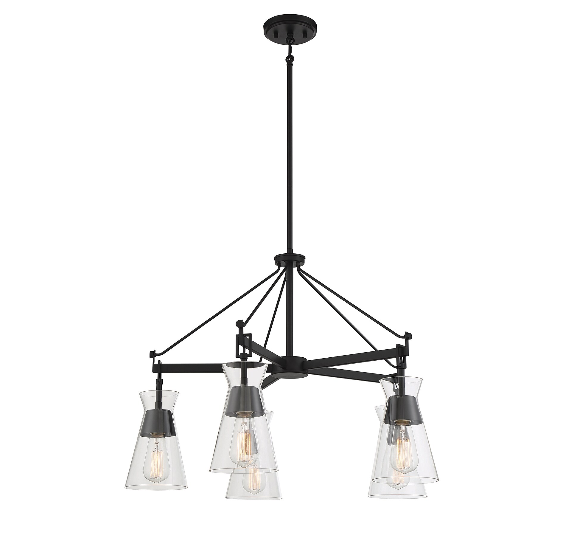 Lakewood Matte Black Mid-Century Modern 5-Light Chandelier