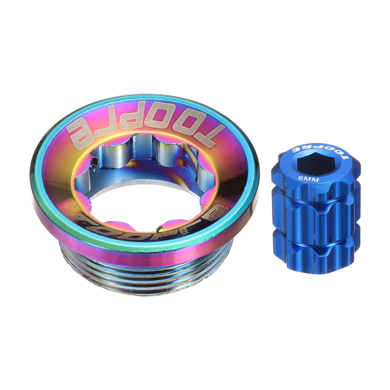 Harfington 1Set Bike Crank Cover Screws M20 Aluminum Alloy Bicycle Crank Fixing Bolt Crankset Arm Chainwheel Screws with Installation Tools for Mountain Bike Colorful