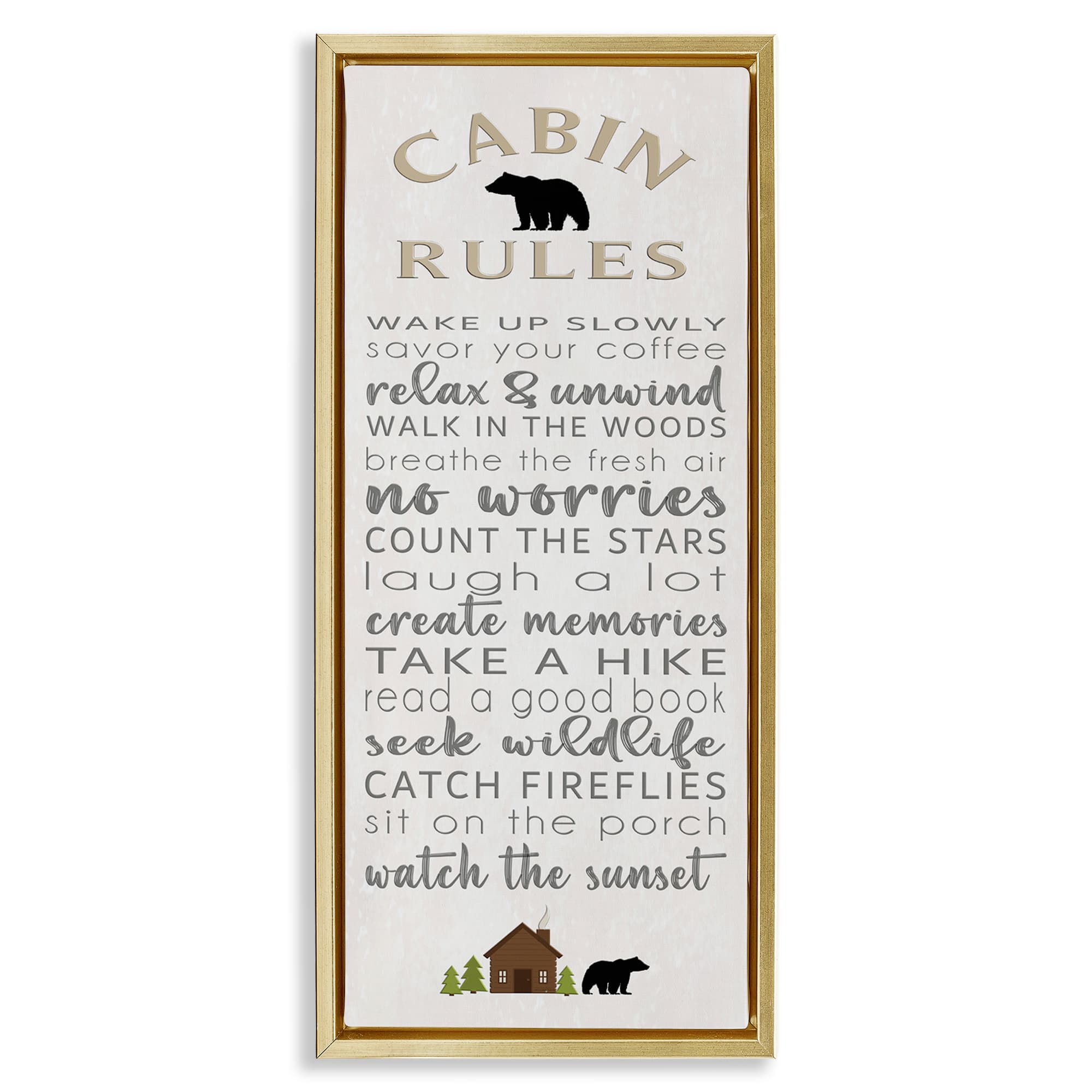 Stupell Industries BT-585-FFG-13X30 Fun Adventure Cabin Rules Floating Frame design by Seven Trees Design