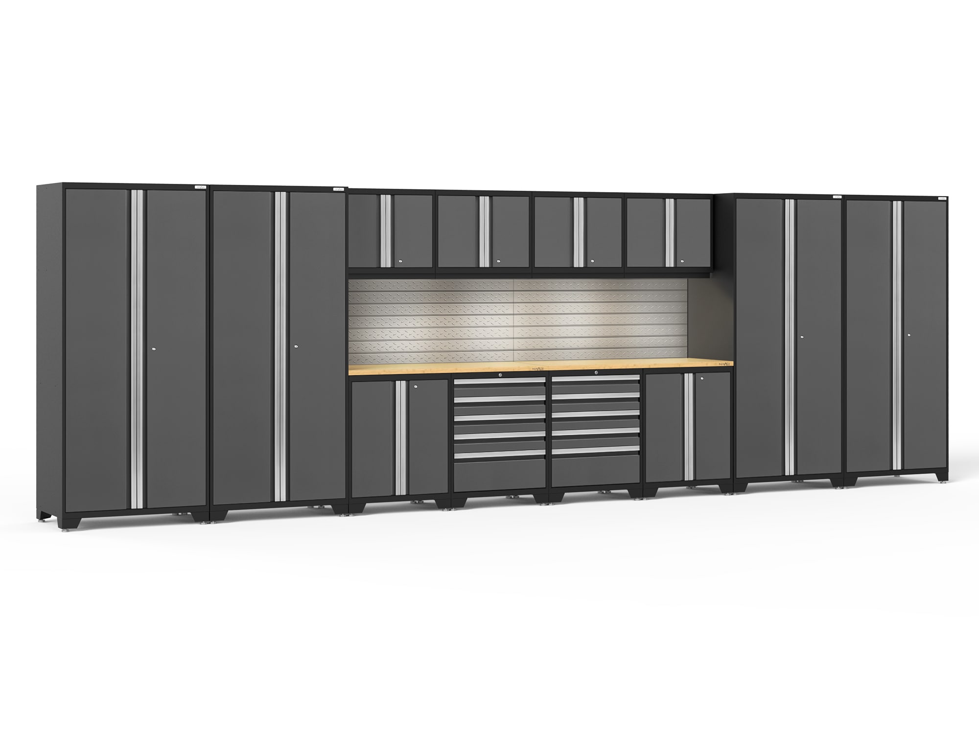 NewAge Products 58570 256-in W x 84.75-in H x 24-in D 12 -Cabinets Steel Charcoal Gray Garage Storage System