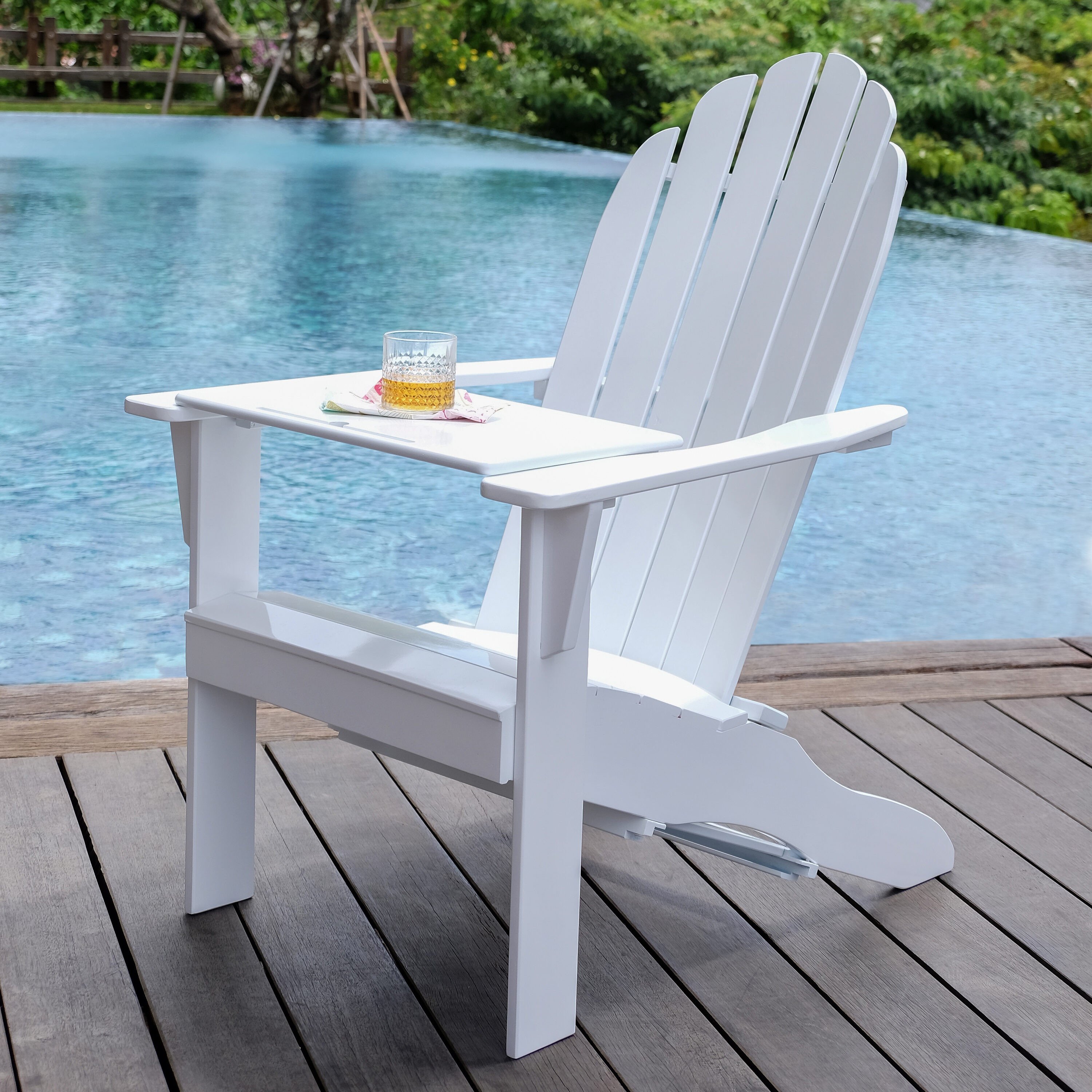 Cambridge Casual 240252-HW-WH-XX-XX Thames White Mahogany Wood Frame Stationary Adirondack Chair with Solid Seat