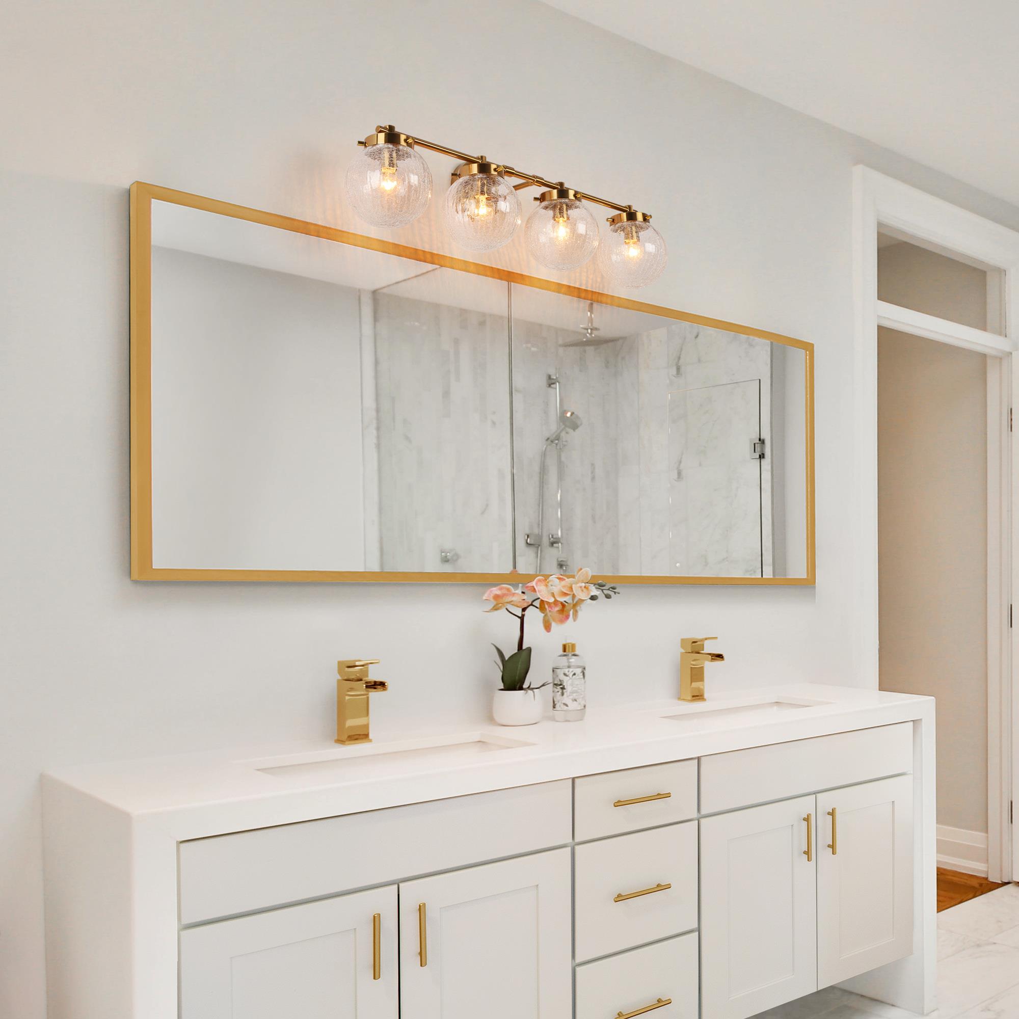 LNC Ariene 29.5-in 4-Light Polished Gold LED Modern/Contemporary Vanity ...