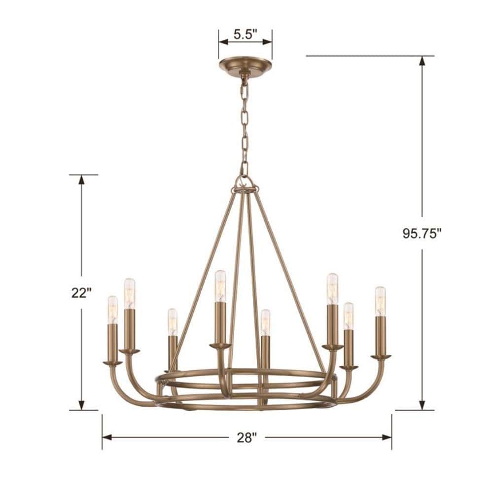 Bailey 8-Light Aged Brass and Crystal Chandelier