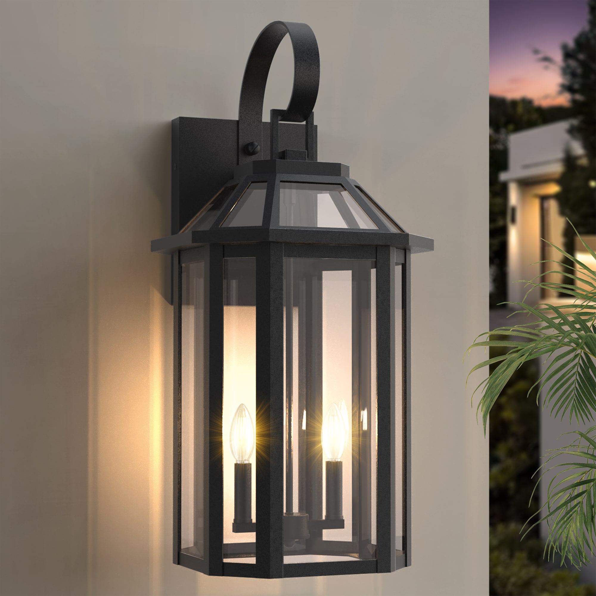 Maxax Montpelier 2 -Light 26.38-in H Matte Black Hardwired Outdoor Wall Light