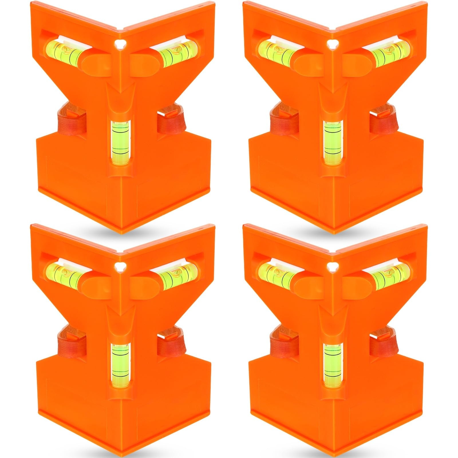 Etokfoks  4 Pack Magnetic Post Levels with 3 Vials Adjustable Elastic Band for Hands free Indoor Outdoor Setup
