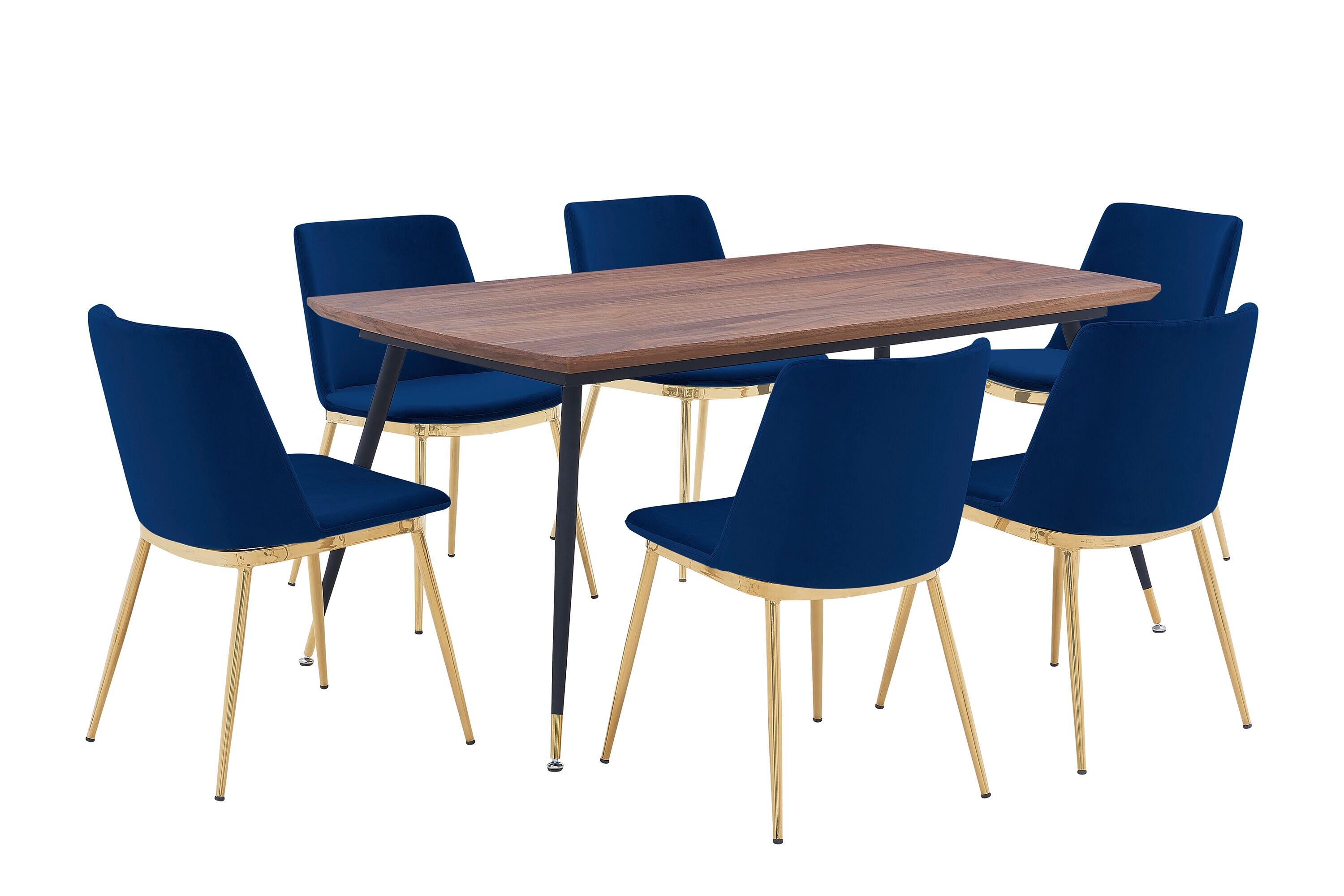 Armen Living SETMSDIBLU7E Gray Contemporary/Modern Dining Room Set with Rectangular Table ( Seats 6 )
