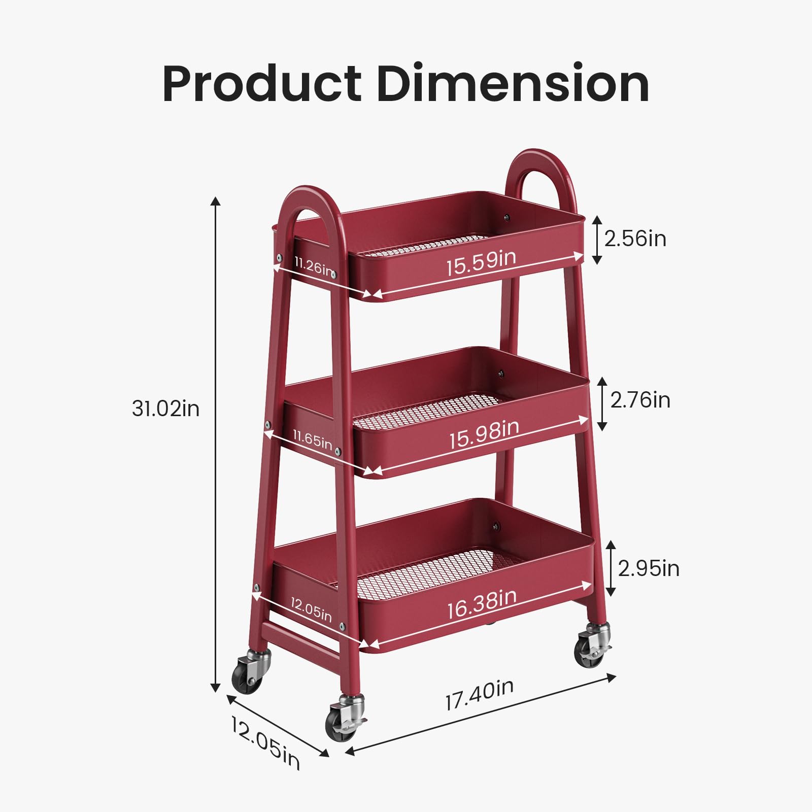 Haysky LSRY-TC3L-RD Utility-Carts - View #3
