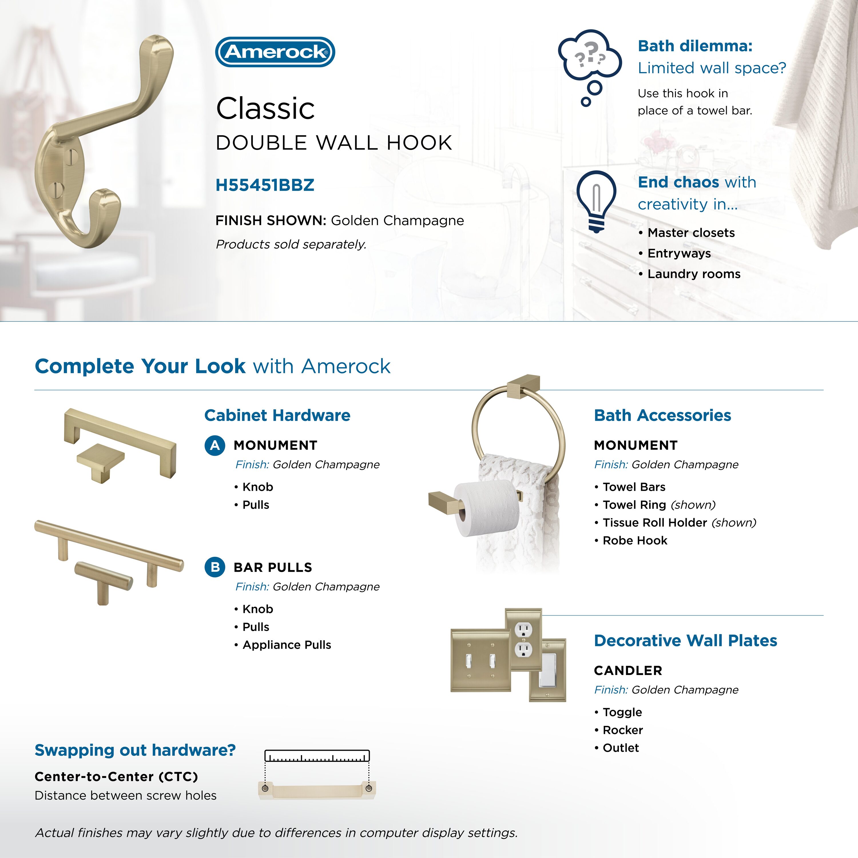 Amerock H55451BBZ Decorative-Wall-Hooks - View #6
