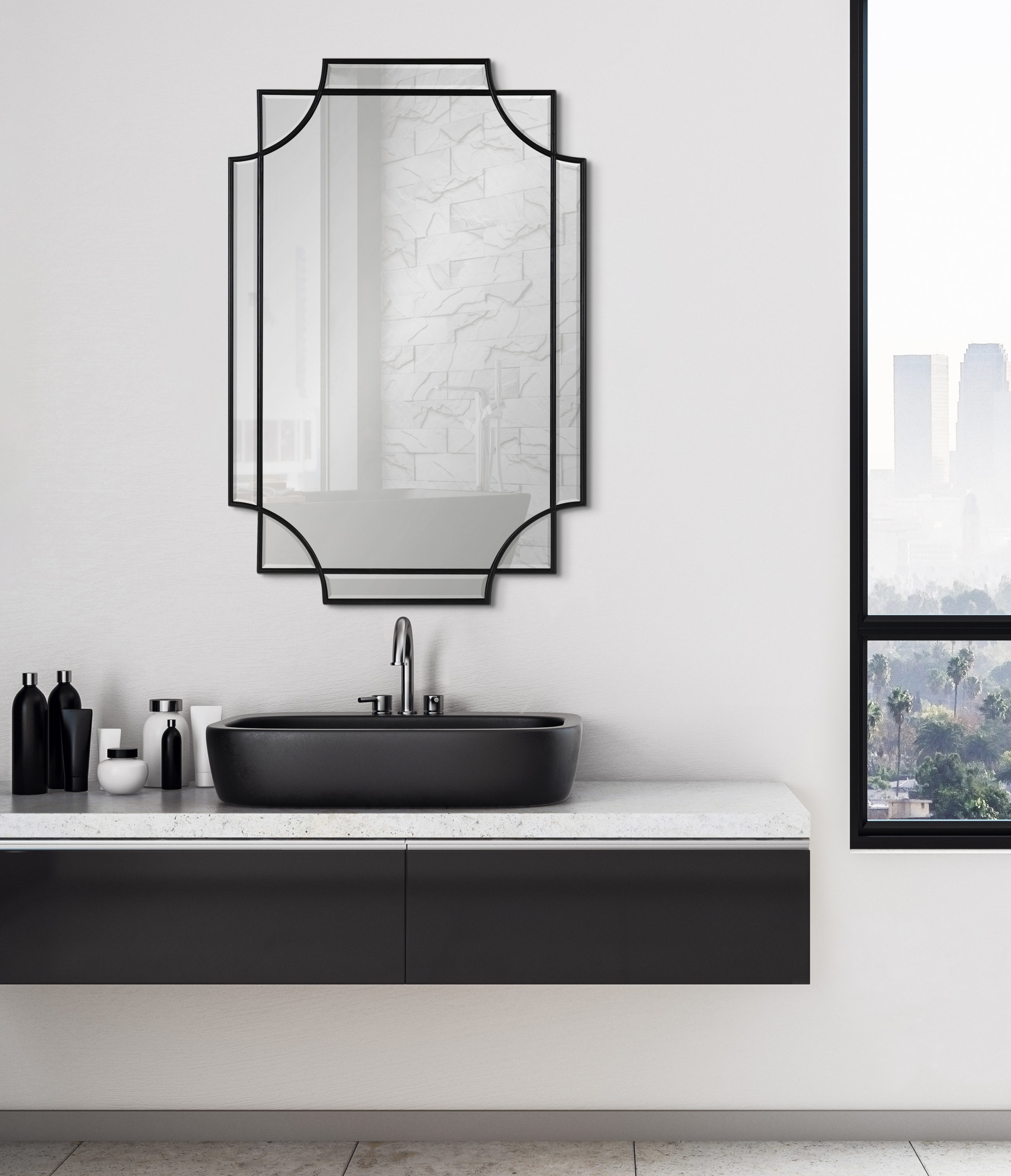 Tierney Modern Stainless Steel Matte Black Bathroom Shelf Wall Mounted