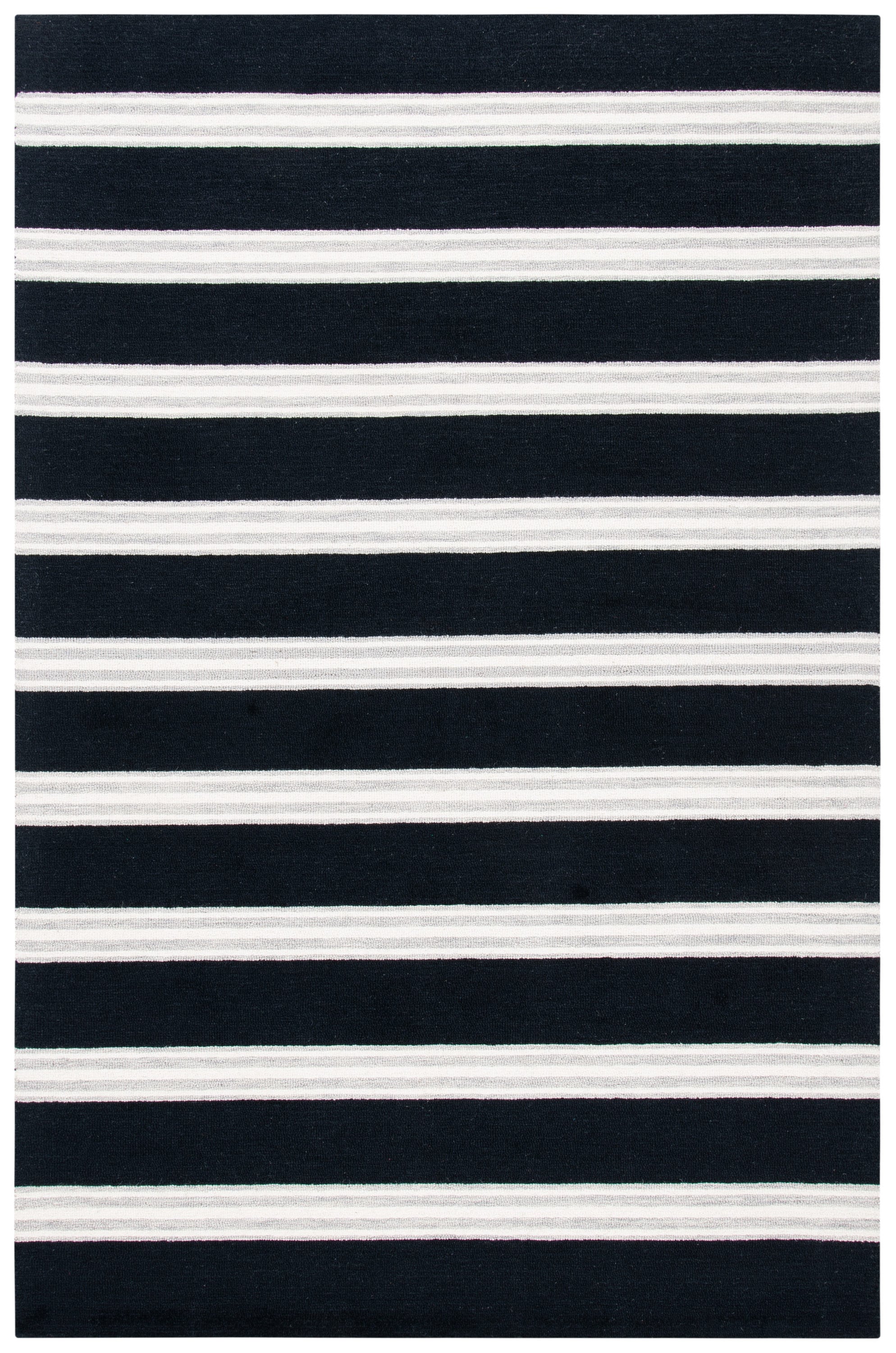 Safavieh MET601Z-6 Metro Tietje 6 x 9 (ft) Tufted Wool Black/Ivory Rectangular Indoor Stripe Farmhouse/Cottage Area rug