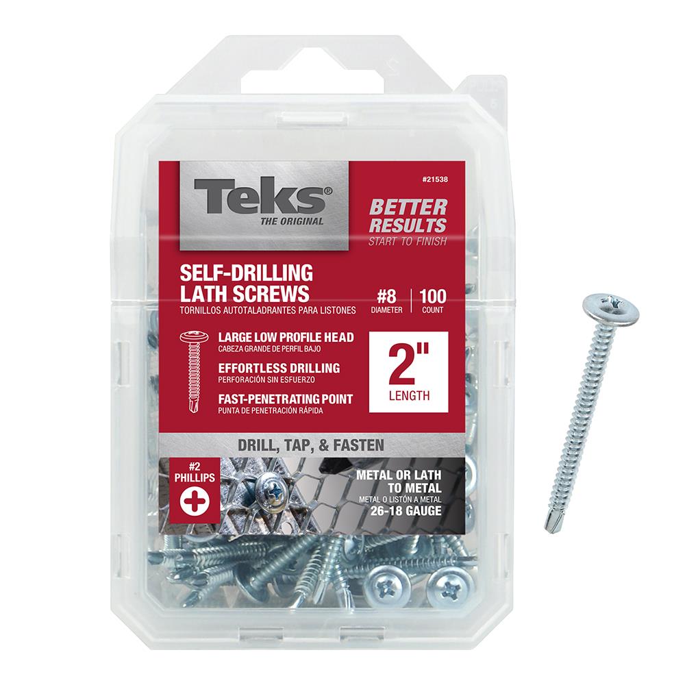 Teks 21538 #8 x 2-in Phillips -Drive Self-drilling Sheet Metal Screws 100 -Count