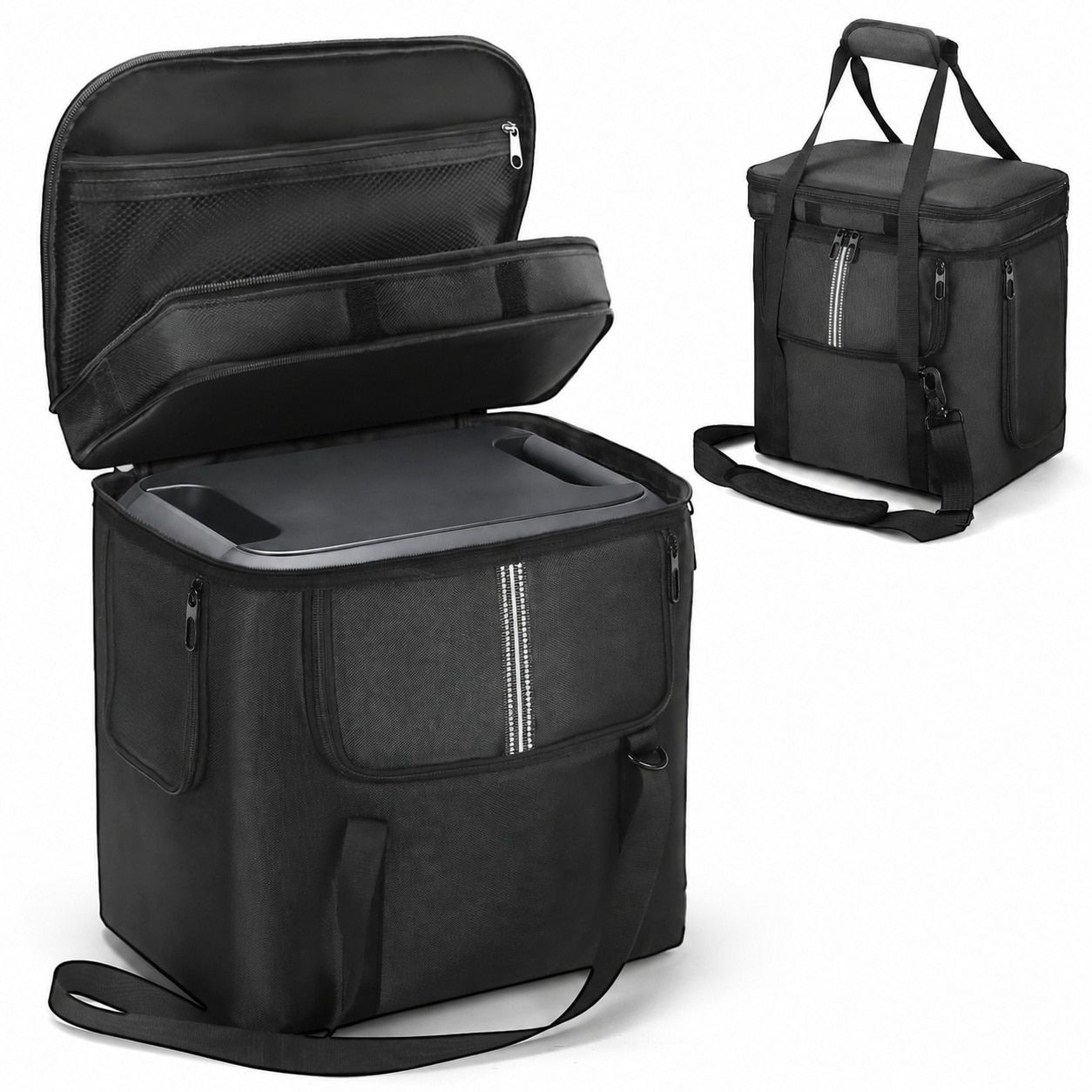 Anqtovp  Portable Power Station Carrying Case Water Resistant Storage Bag with Shoulder Strap Accessory Pockets Non Slip Rubber Base Protective