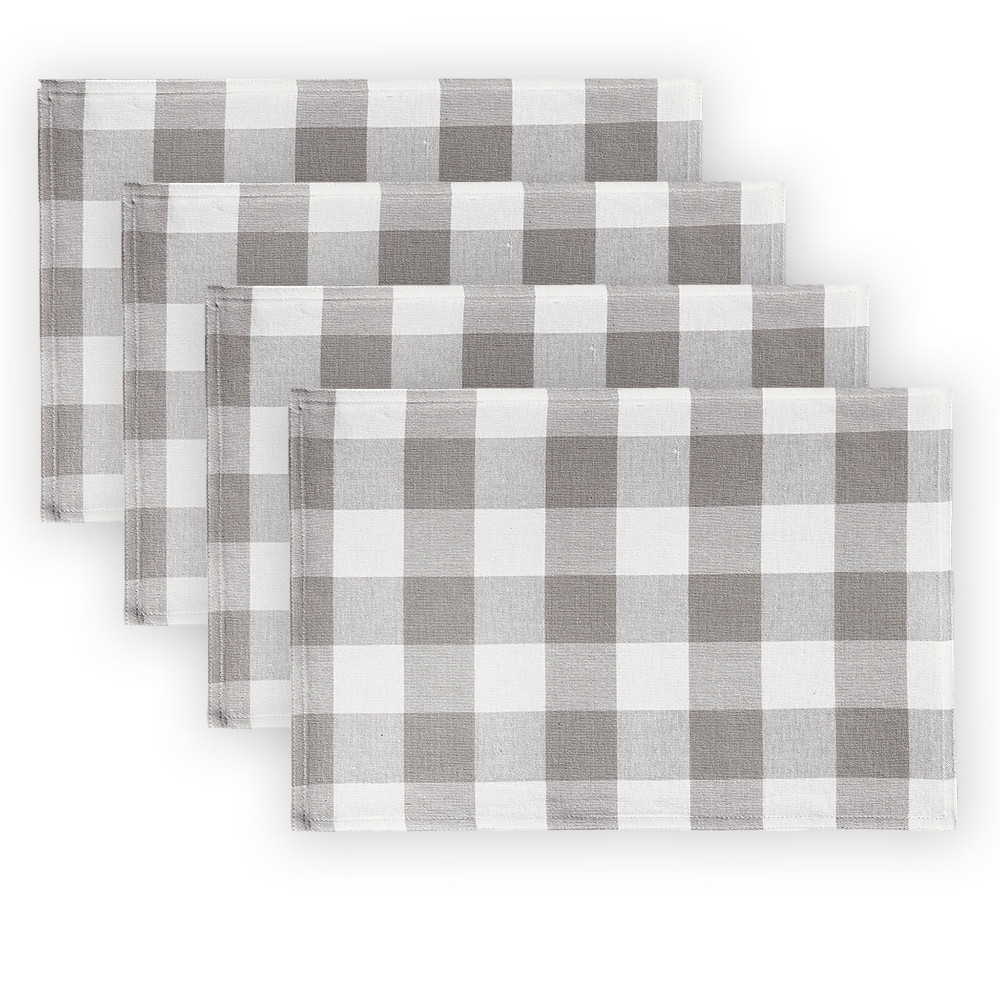 Elrene Home Fashions 026865113655 Farmhouse Living Buffalo Check 13"x19" 4 -Pack Gray/White Cotton Rectangle Placemats