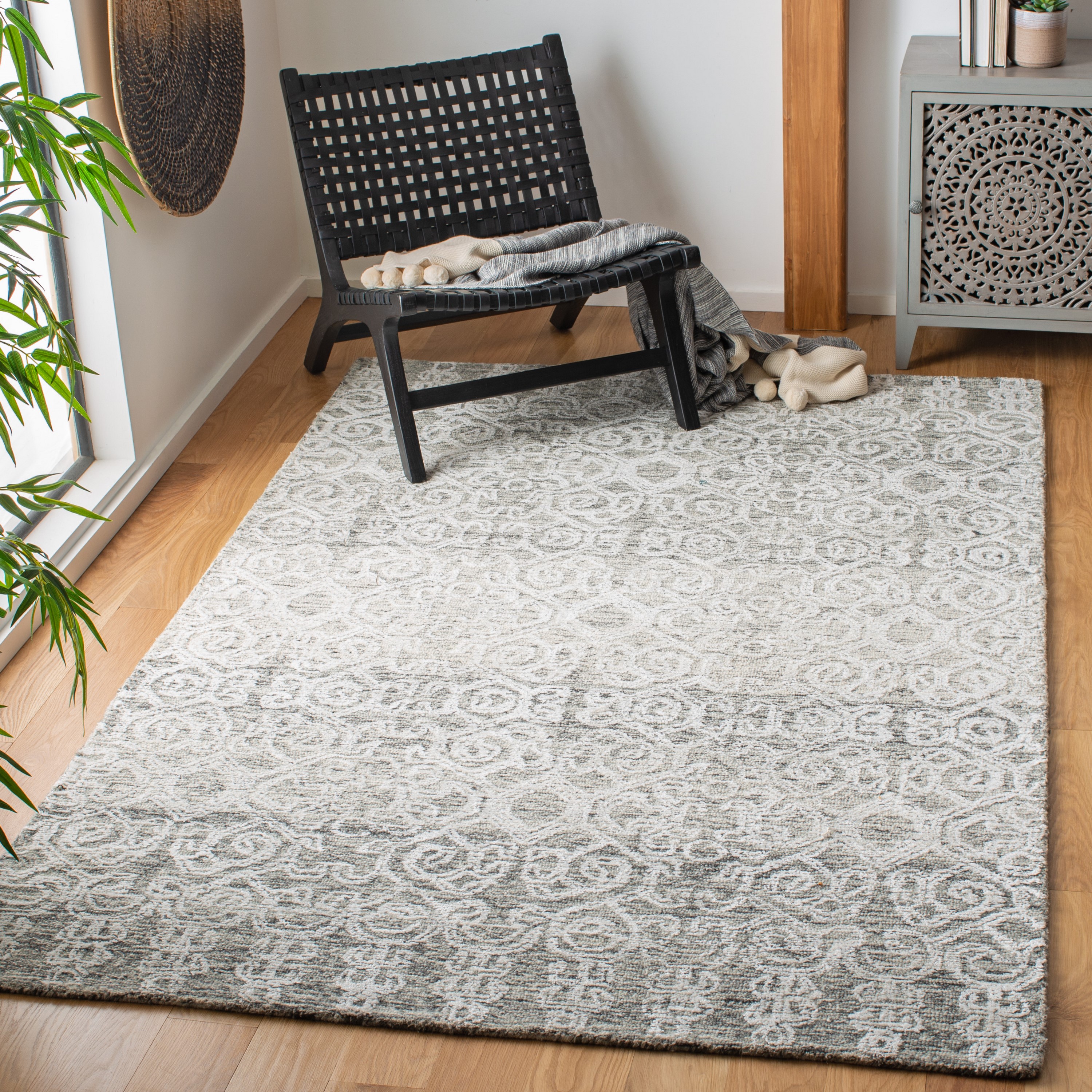 Safavieh GLM302H-8 Glamour Walentina 8 x 10 (ft) Tufted Wool Charcoal Rectangular Indoor Distressed/Overdyed Bohemian/Eclectic Area rug