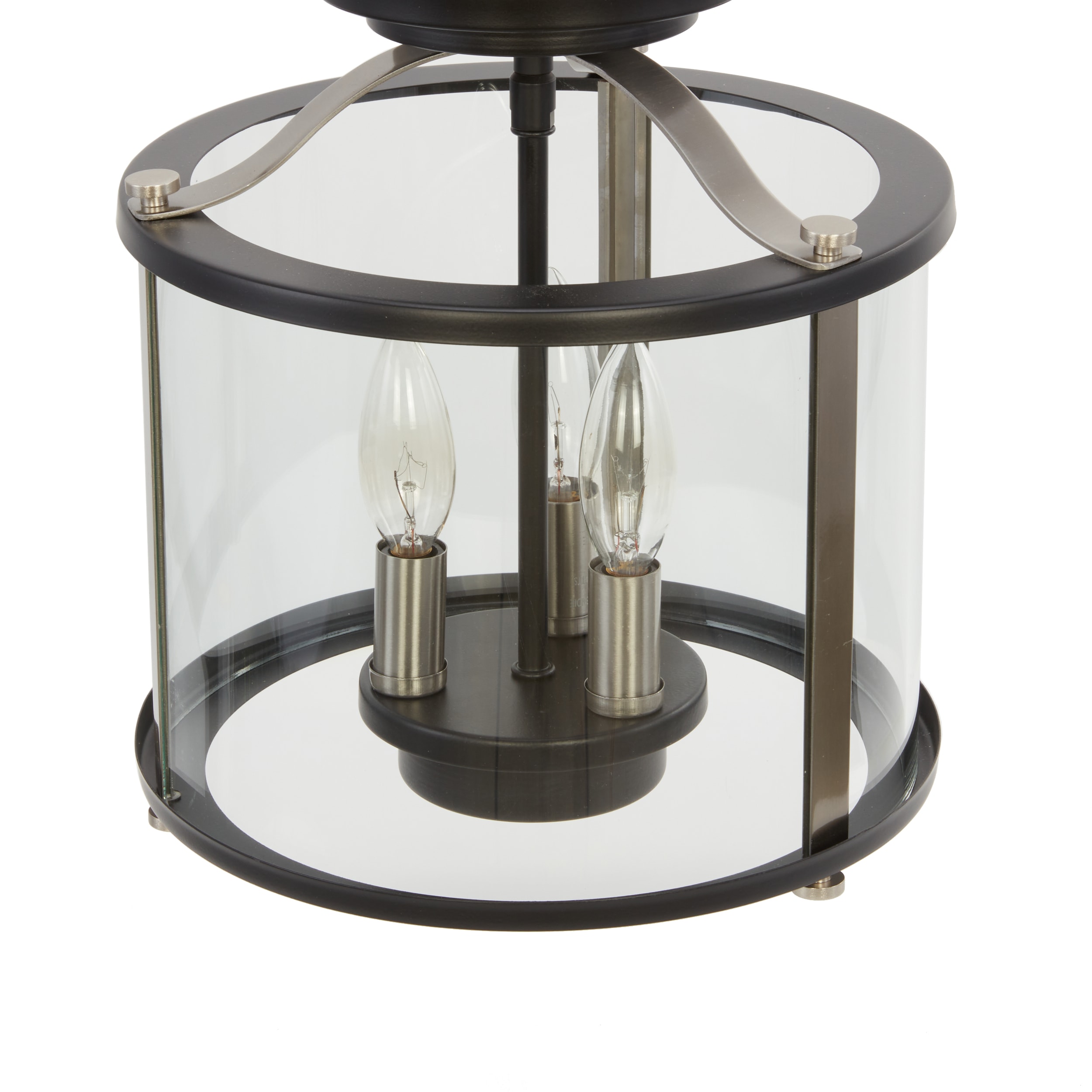 Transitional Squire Matte Black Semi-Flush Outdoor Light with Clear Glass
