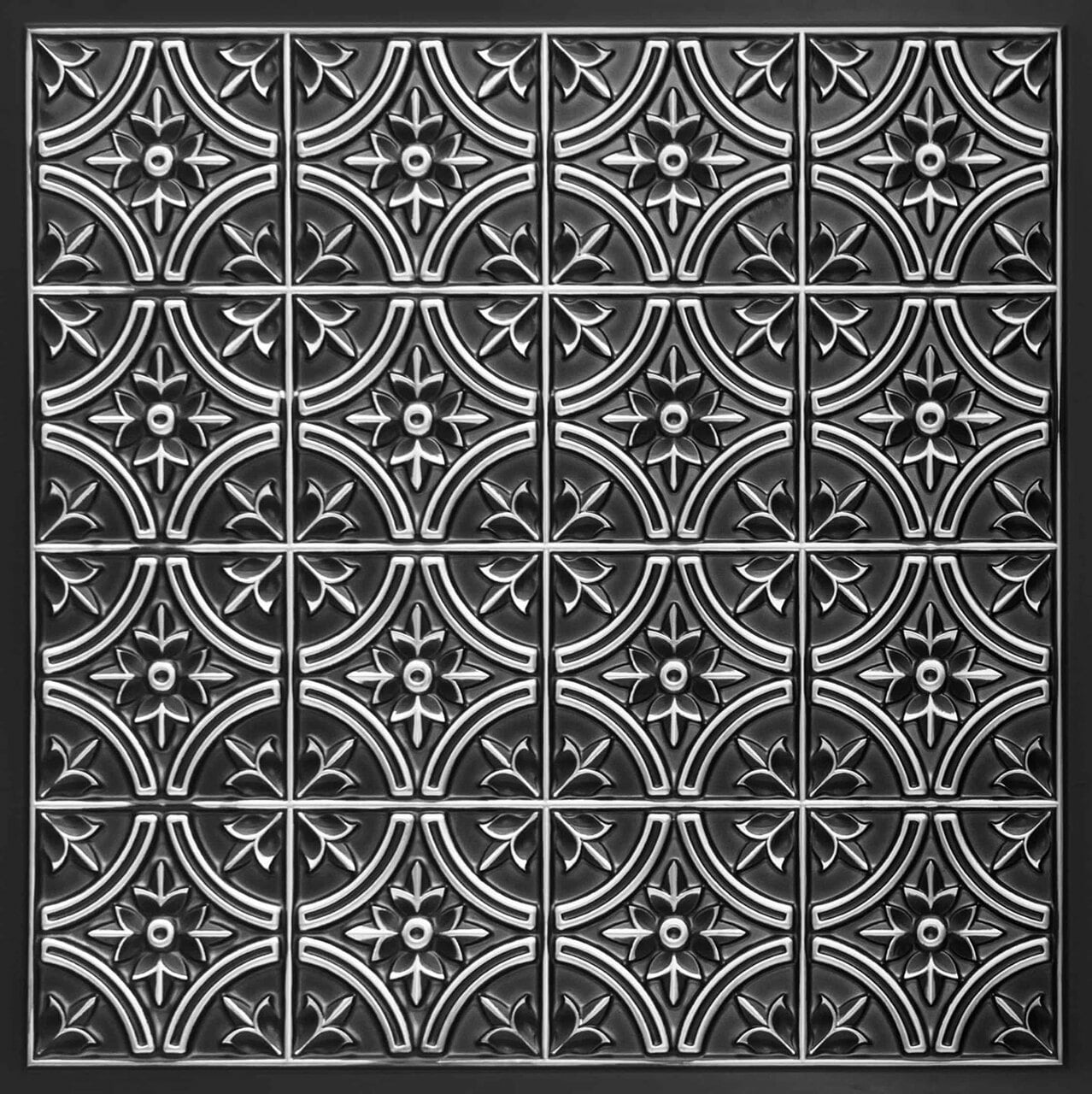 From Plain to Beautiful in Hours 290AS-24X24-10 2-ft x 2-ft Scarlette Faux Tin/PVC Antique Silver PVC Surface-mount Ceiling Tile ( 10 -Pack, 40-Sq. Feet / Case )