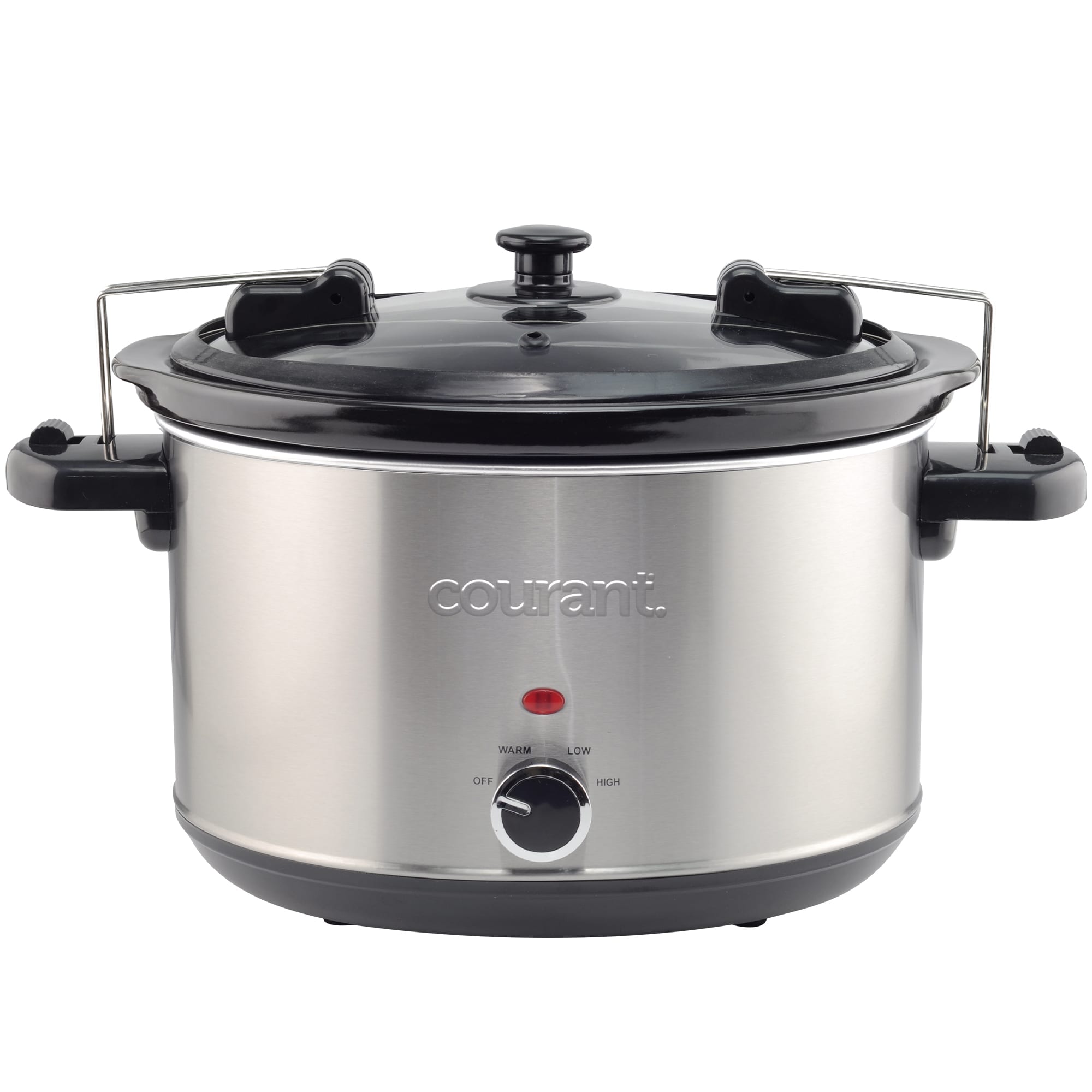  Courant Double Slow Cooker 2.5 Quart Crock each, 5.0 Quart  Total Pots, with Individual Easy Cooking Options, Dishwasher Safe  Stainproof Stoneware Pots and Glass Lids, Stainless Steel: Home & Kitchen