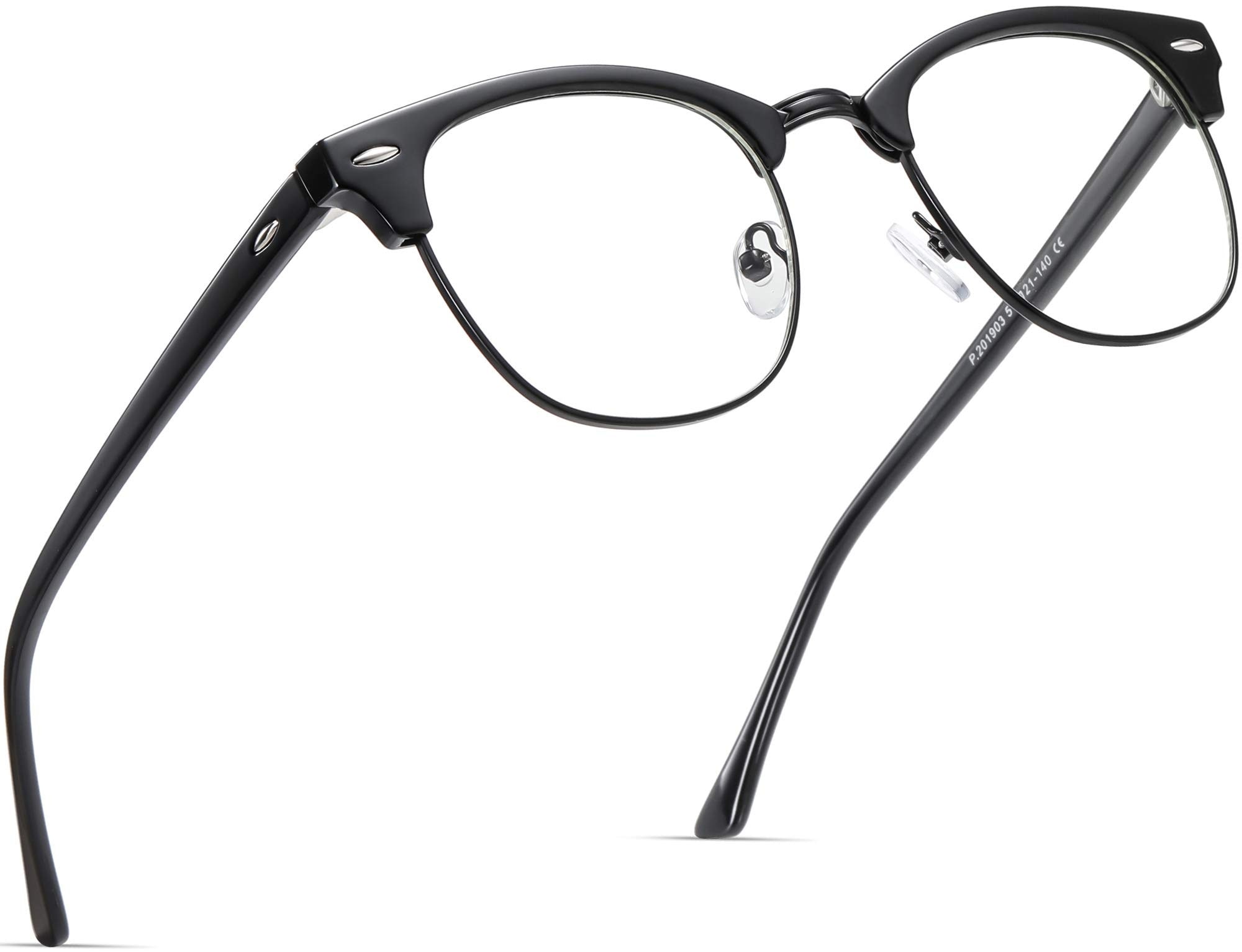 Phyfalip  Blue Light Blocking Glasses Retro Semi Rimless UV400 Clear Lens Computer Eyewear for Men Women Reduces Eye Fatigue Lightweight Design