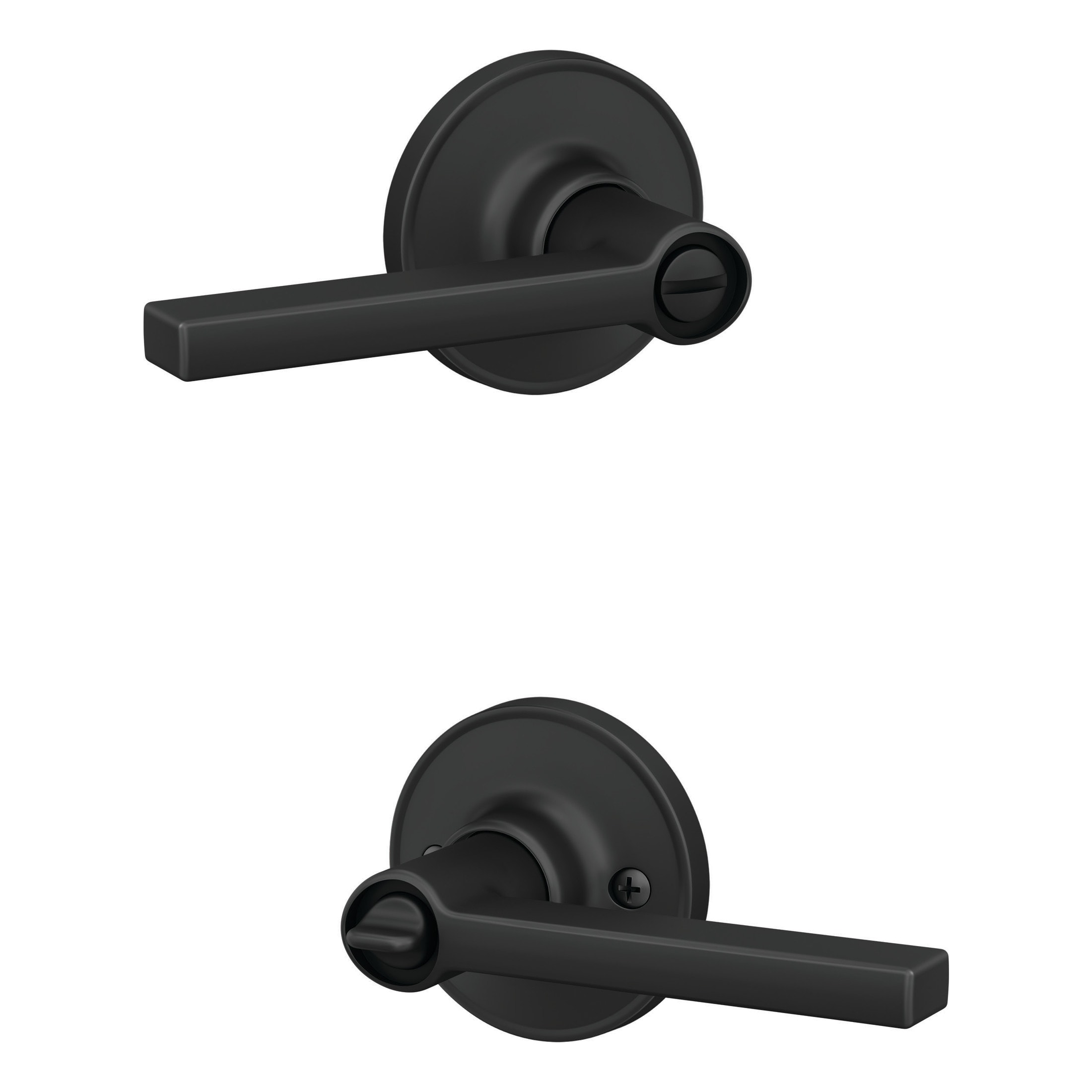 Black Door Handles Wave Style Levers, Entry Keyed/Privacy Lock