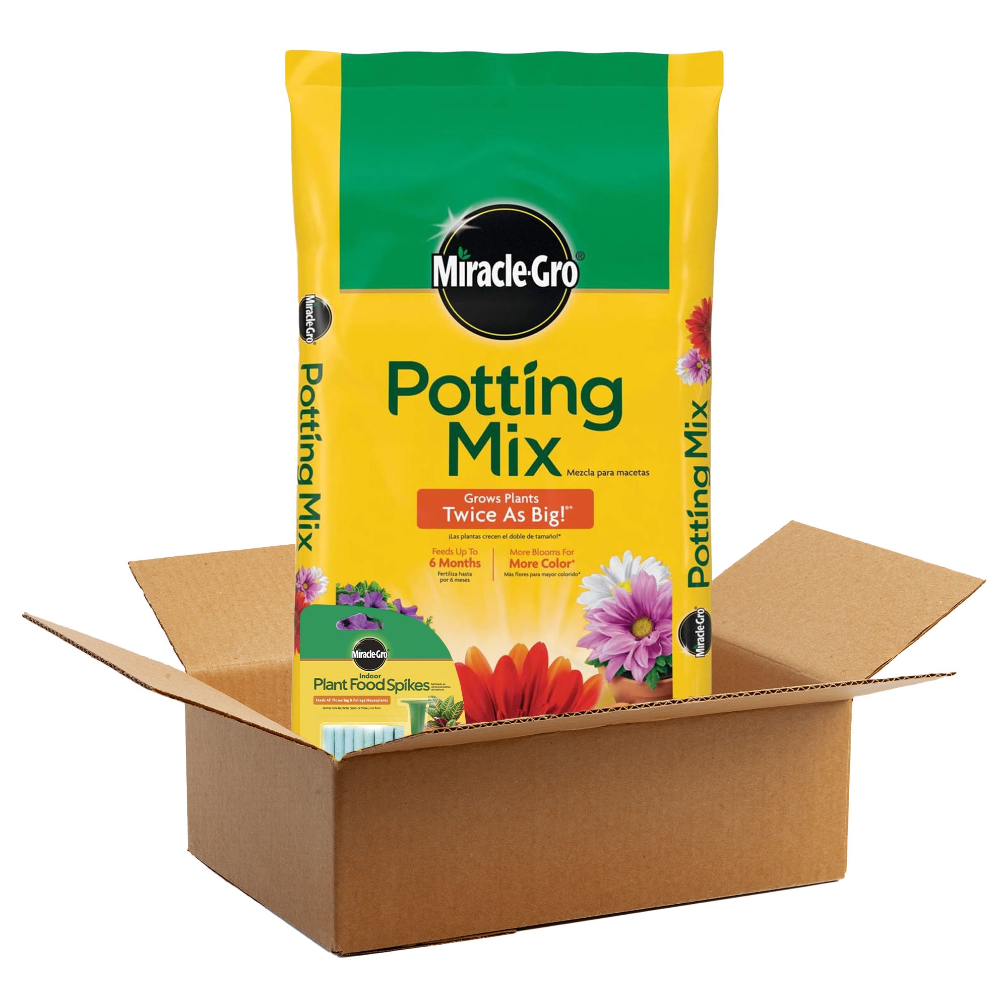 Miracle-Gro -  Potting Mix for Plants 2 Cu. ft. and 24 Pack Plant Food Spikes