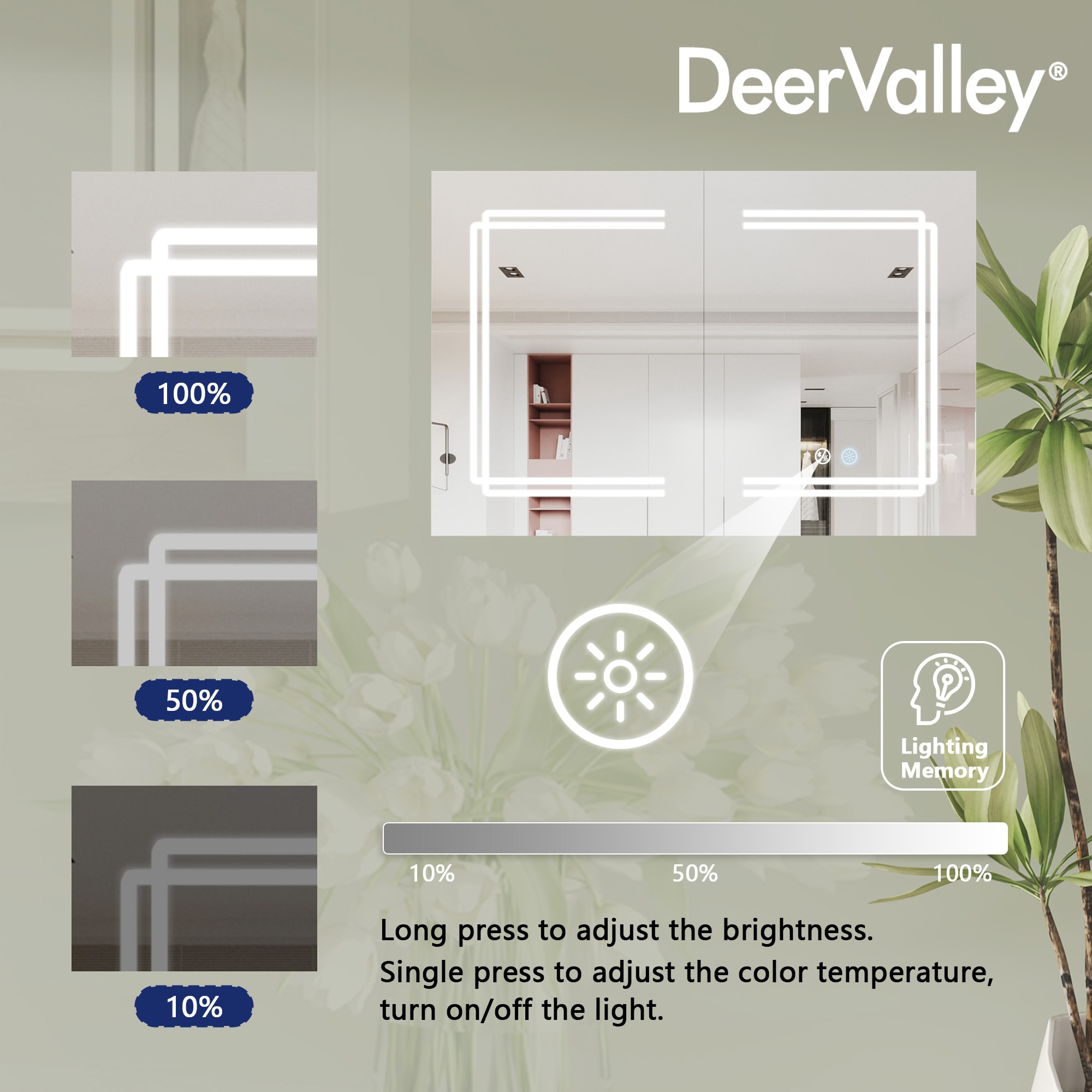 Silver Aluminum LED Medicine Cabinet with Mirror and Bluetooth Speaker