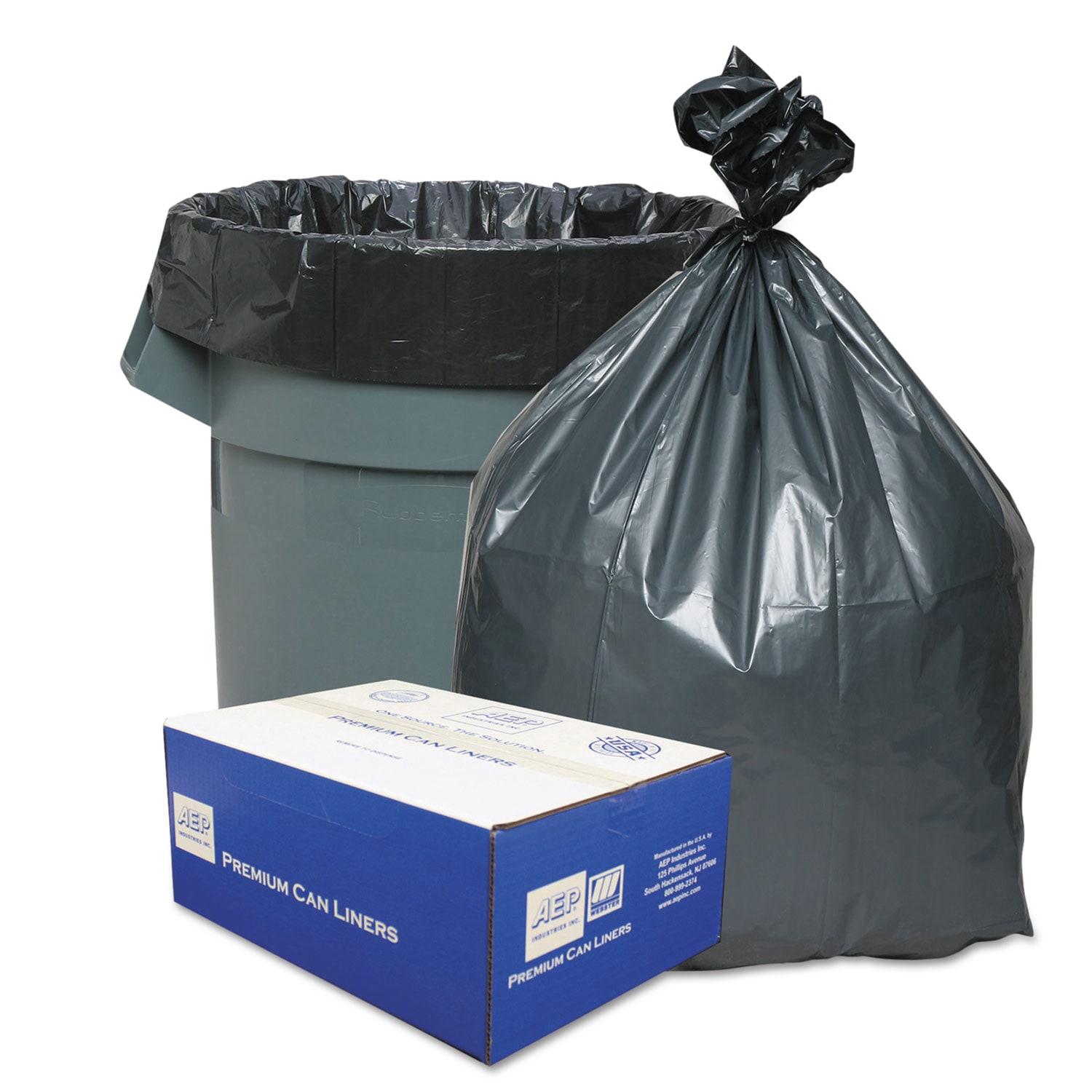 Platinum Plus Can Liners 60 gal 1.55 mil 39 in x 56 in Gray 10 Bags/Roll 5 Rolls/Carton