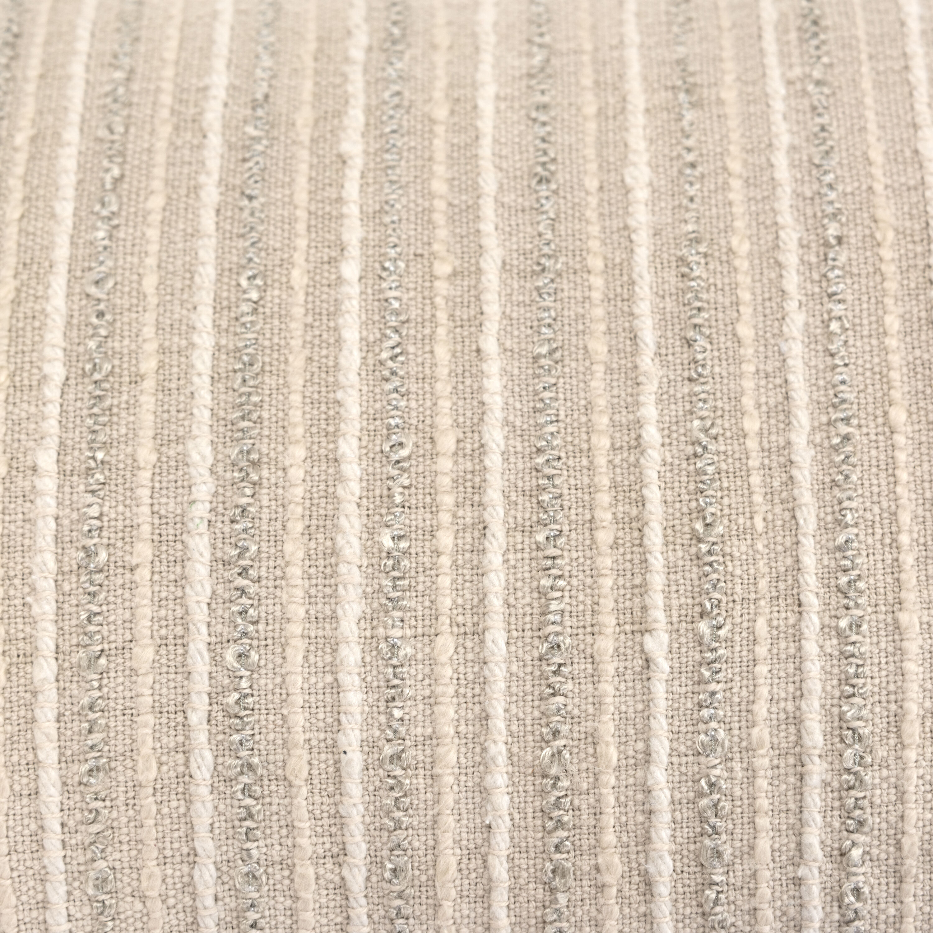 Beige Rectangular Woven Cotton Lumbar Pillow