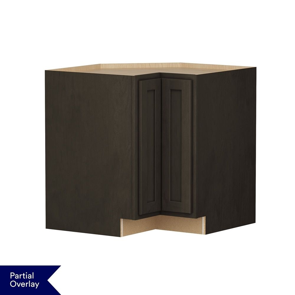 Shenandoah Breckenridge POL 33-in W x 34.5-in H x 24-in D Slate Stained L-Shaped Corner Base Fully Assembled Cabinet Recessed Panel Shaker