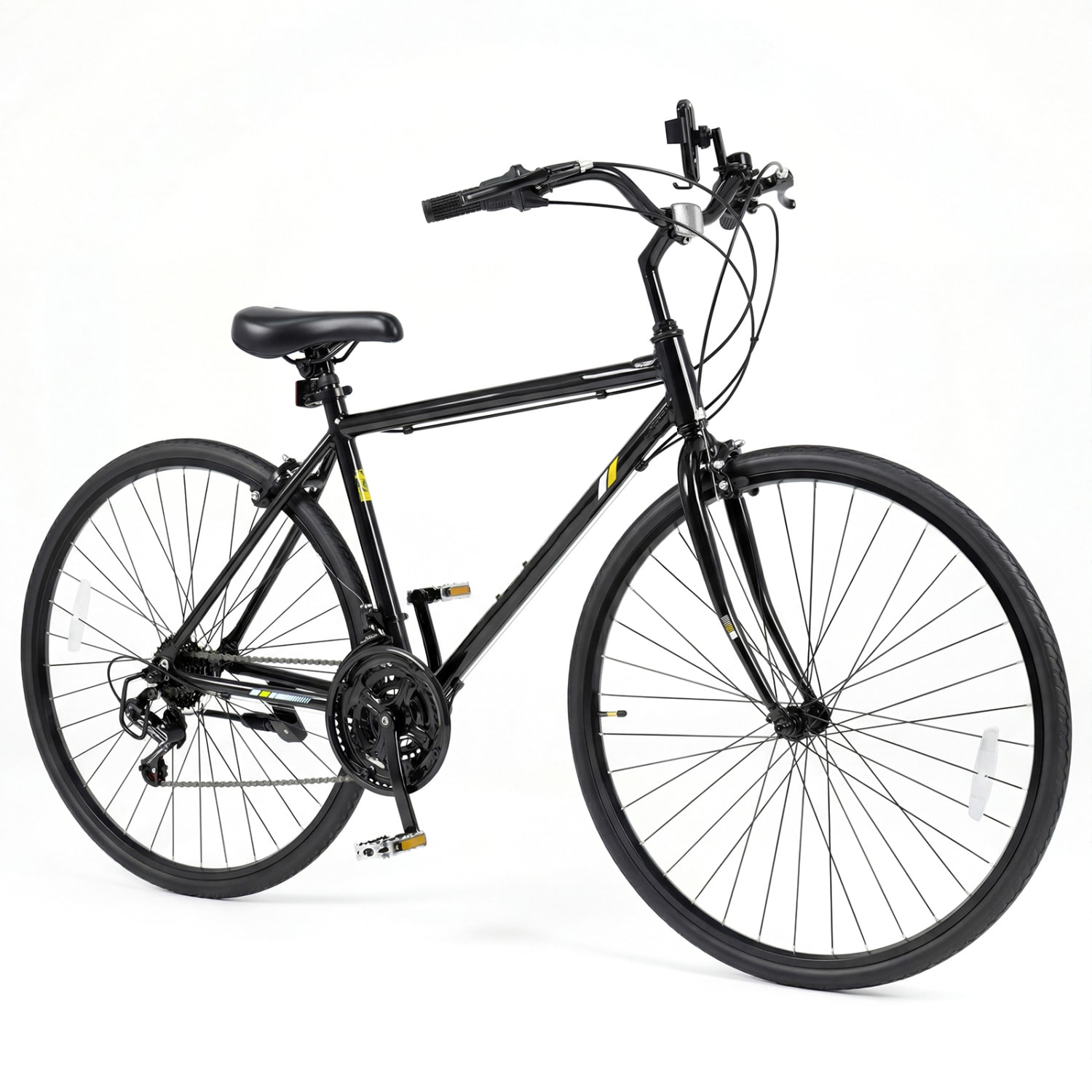 Slickblue 700C Hybrid Bike with 18 Speed Shimano Drivetrain Adjustable Saddle and Handlebar for City Commuting or Weekend Riding - Available in Different Colors