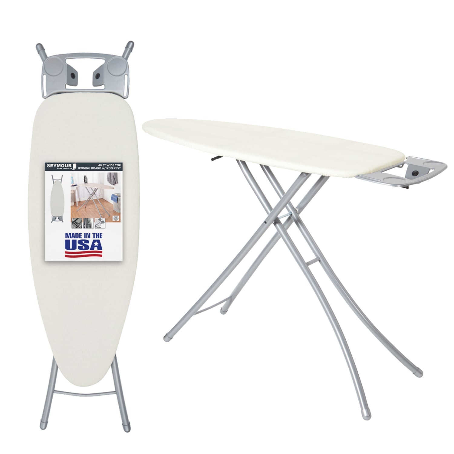 SEYMOUR HOME PRODUCTS 8144135 Off-white Freestanding Folding ironing board ( 49-Inches x 18-Inches x 39-Inches )