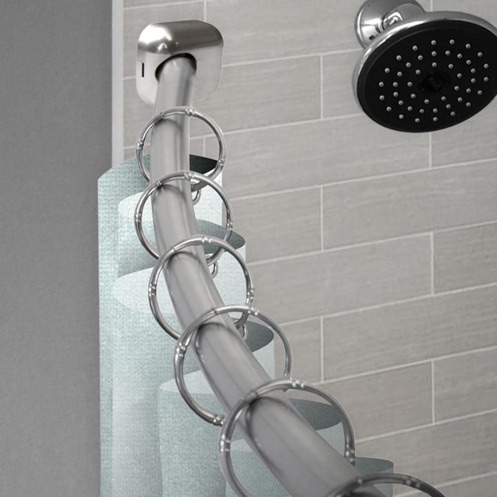 Hart & Harlow LSHR41-5 1-in Shower 42-in to 72-in Satin nickel Steel Curved curtain rod