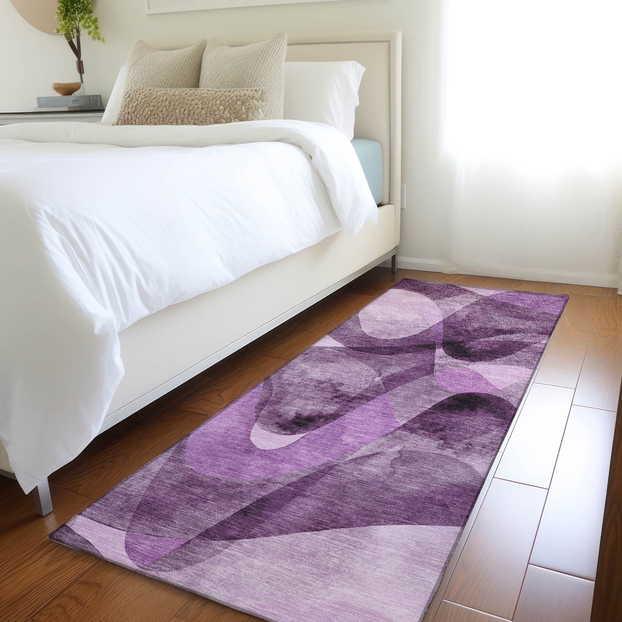 Addison Rugs ACN536PP2X8 Chantille 2 x 7 (ft) Polyester Purple Rectangular Indoor/Outdoor Paisley Mid-Century Modern Machine washable Area rug