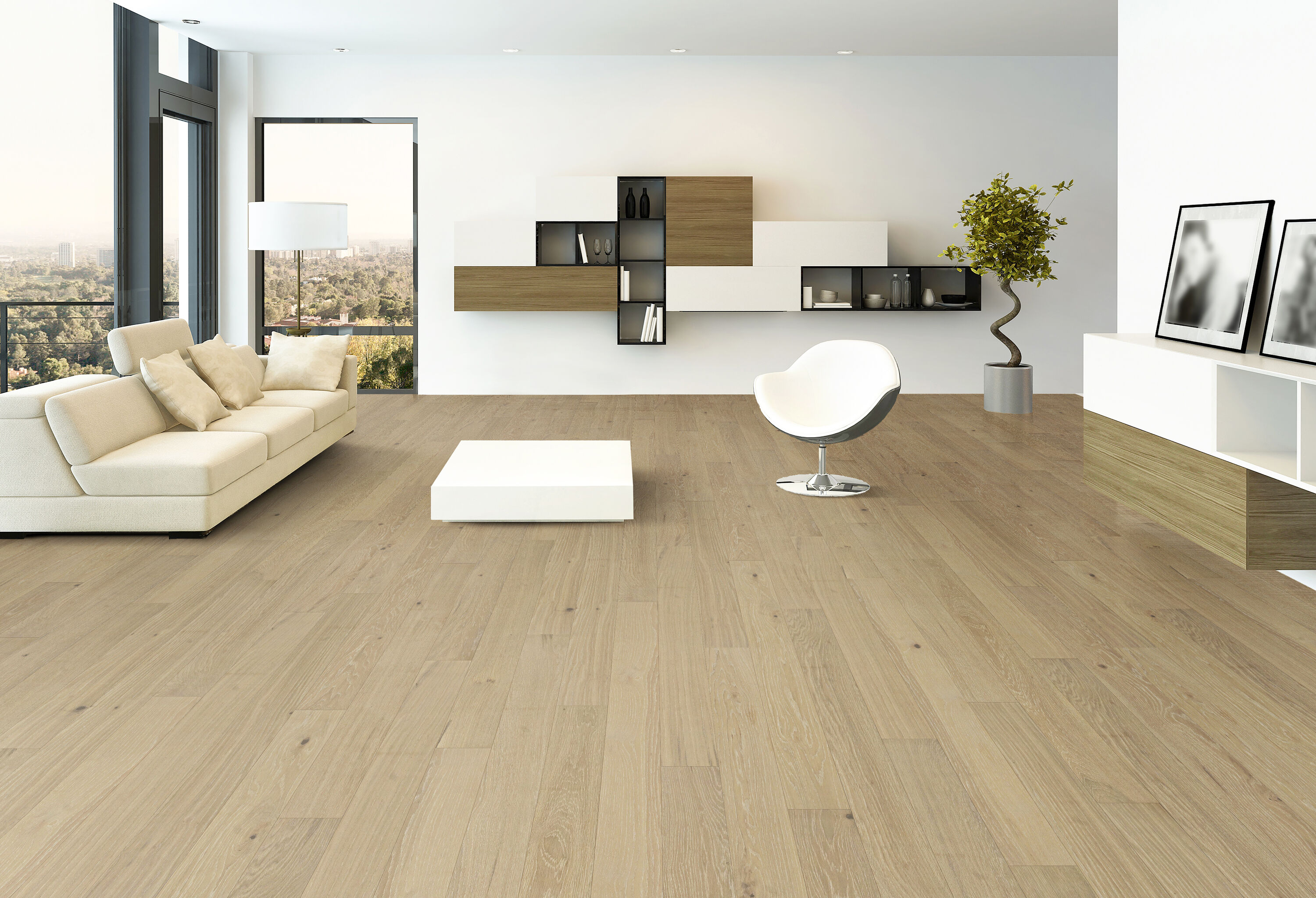 Zalan Floors 5995294 Yosemite EK5A03TG White oak 5-in W x 1/2-in T Wirebrushed Engineered Hardwood Flooring ( 26.25-sq ft / Carton )