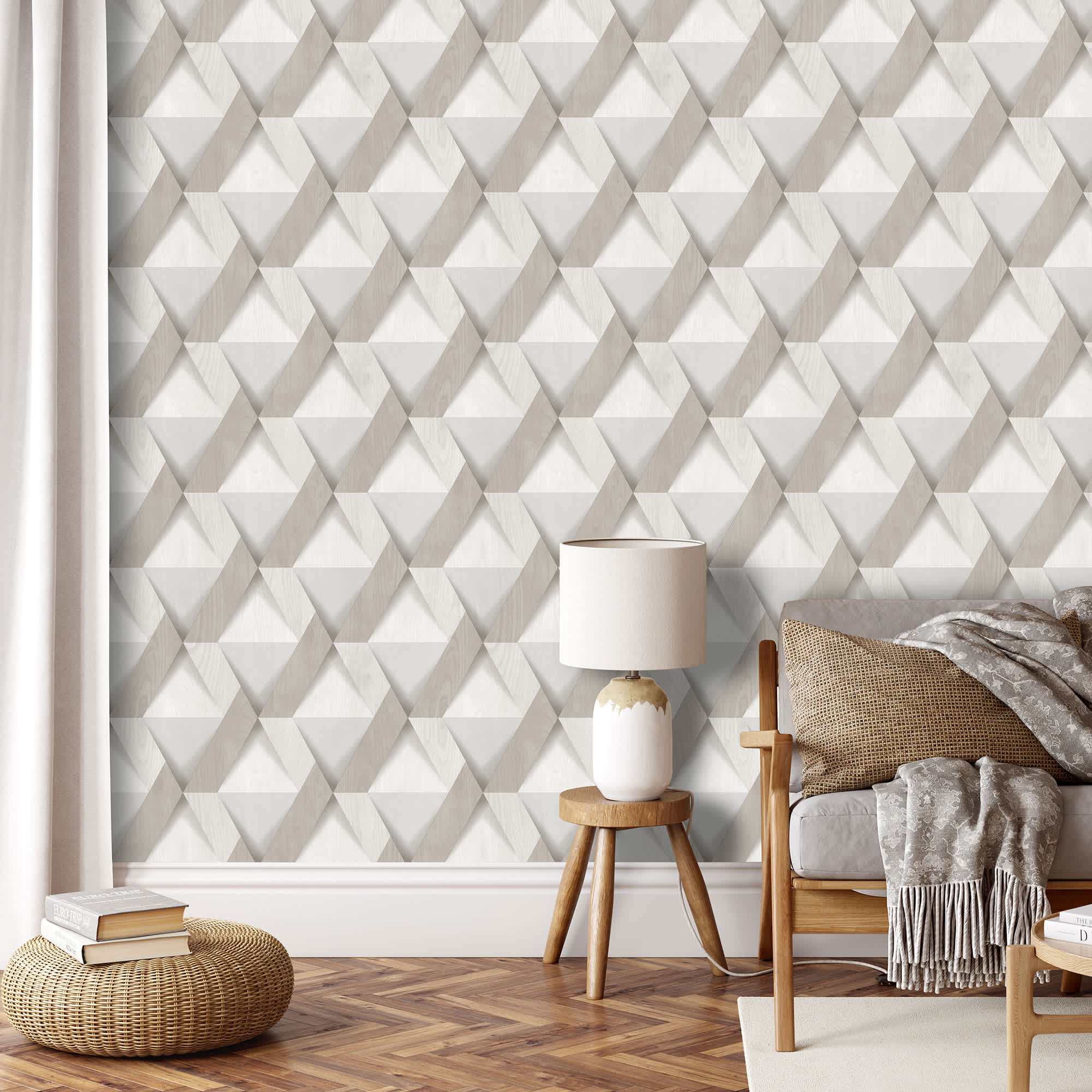 Veer Decor Modern Losange Wood Beige Wallpaper in the Wallpaper ...