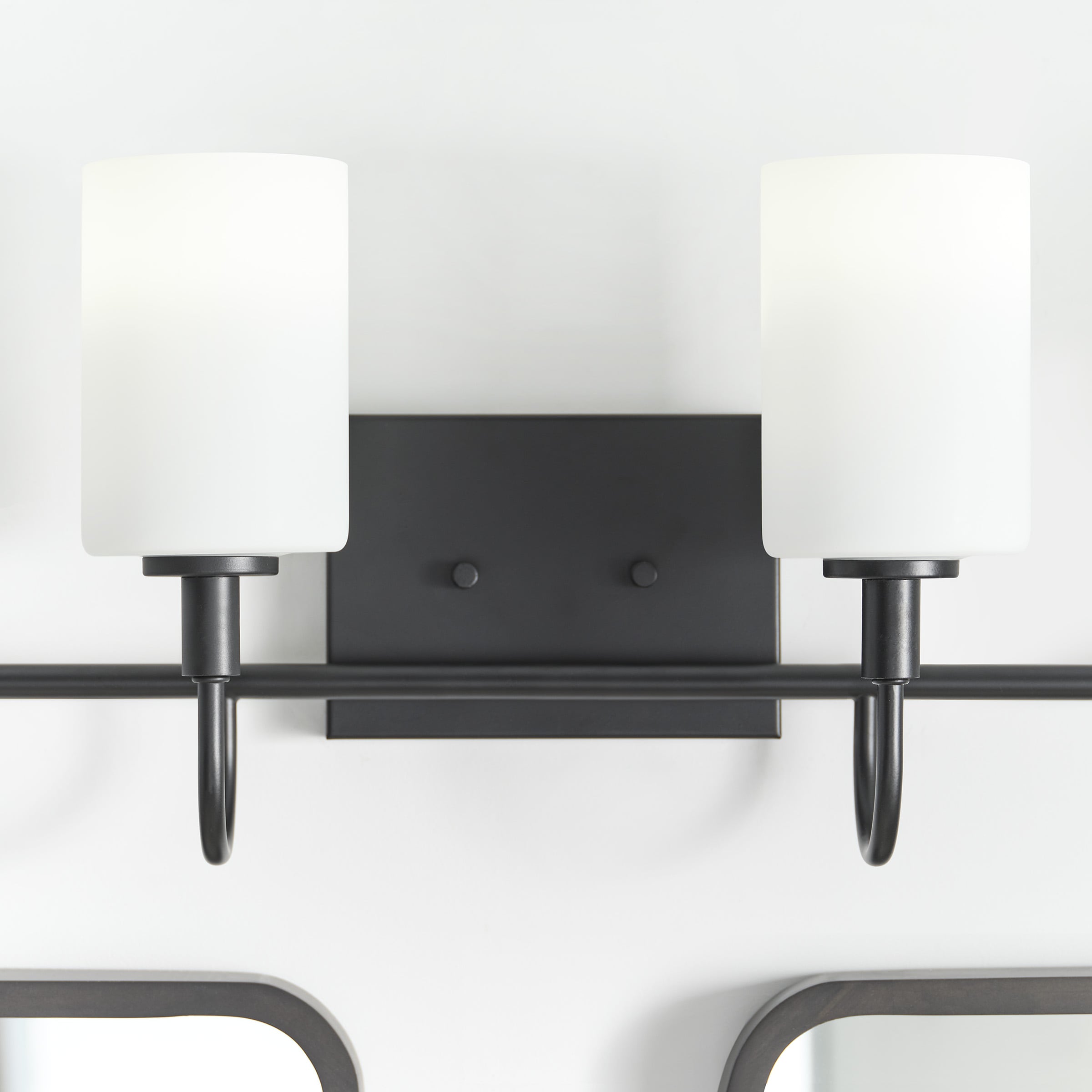 Alvin 4-Light Midnight Black Vanity with Etched White Glass