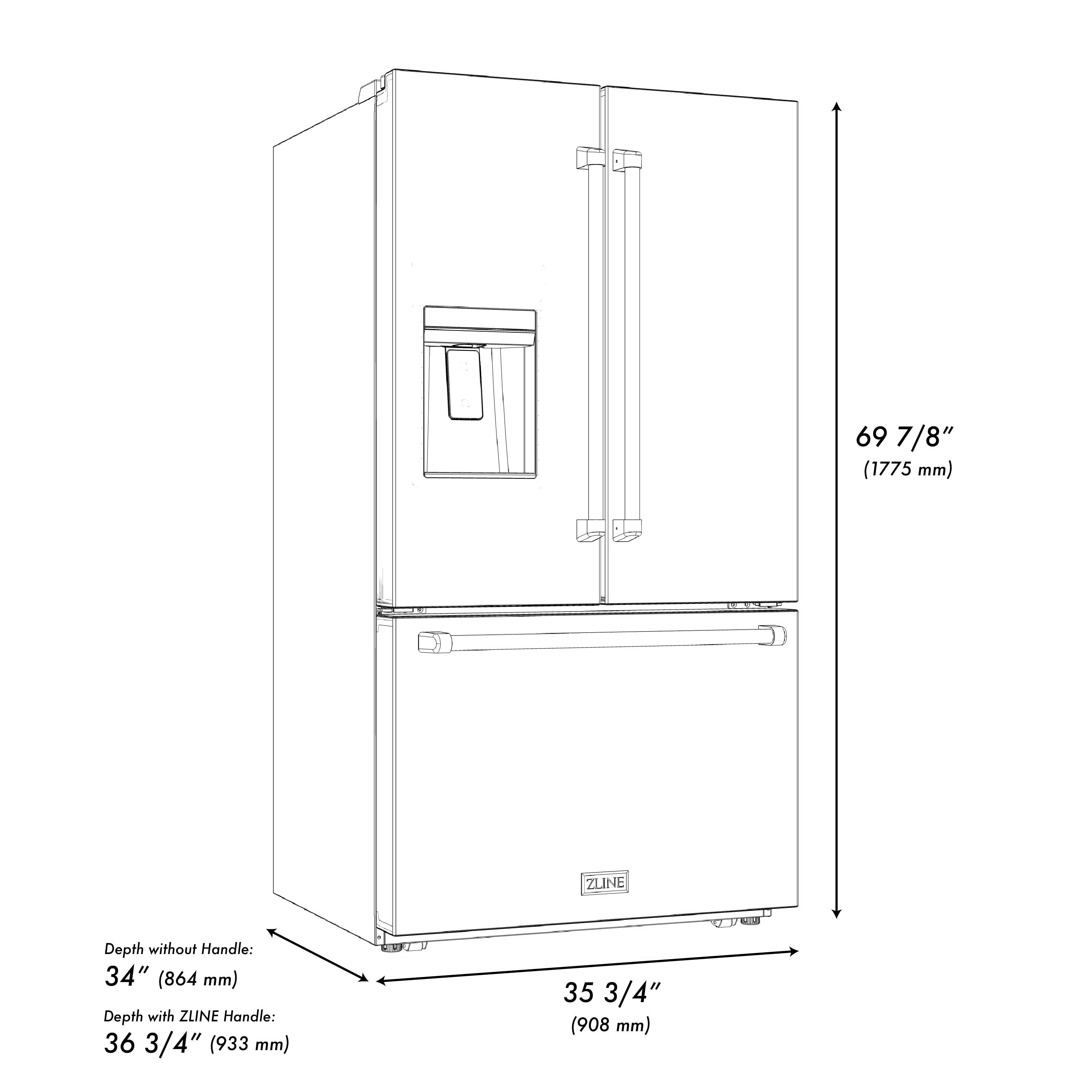ZLINE KITCHEN & BATH RSMZ-W-36-CB French-Door-Refrigerators - View #13