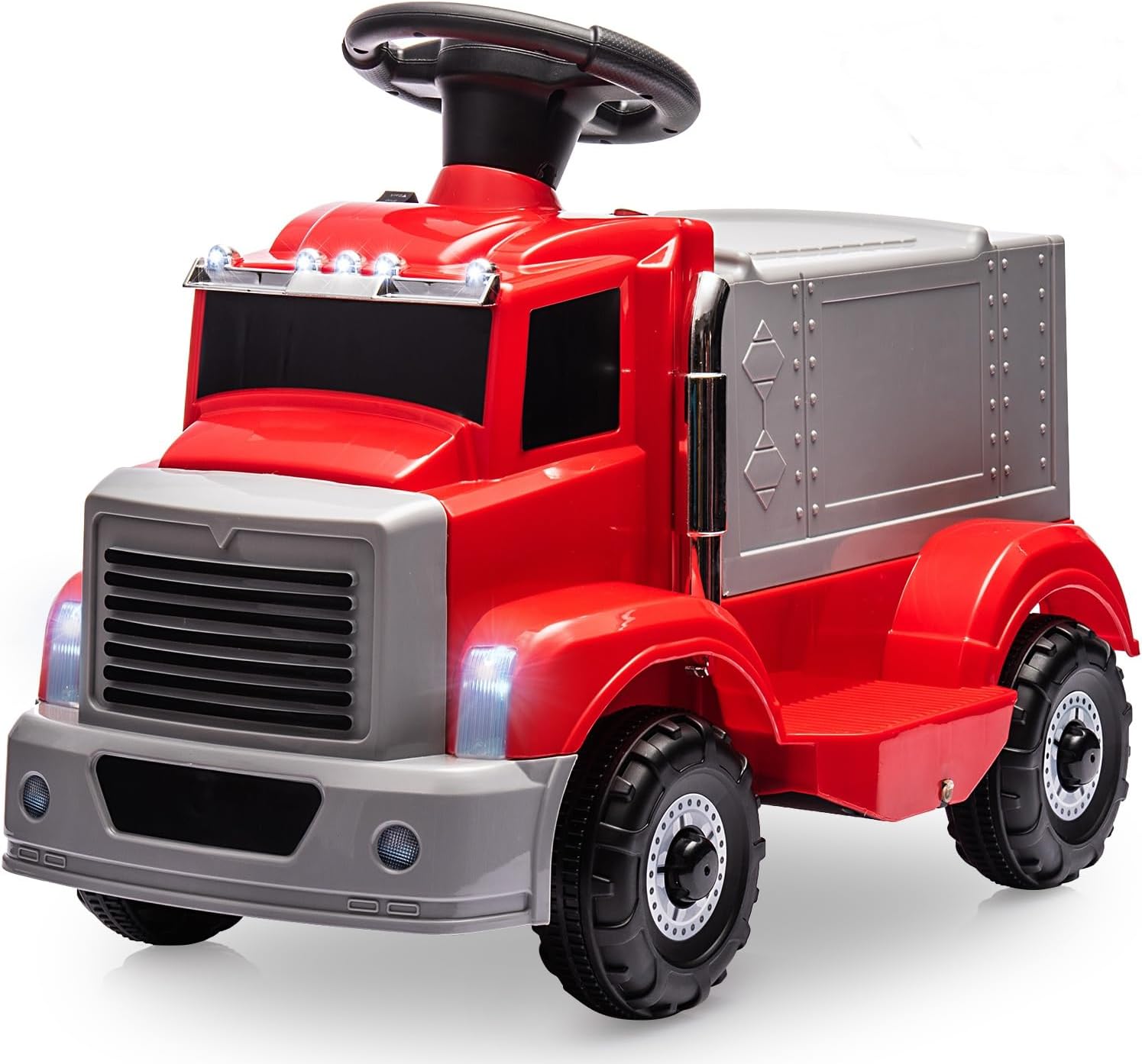 Der Rose RIDE ON CAR-002835 6V Ride On Car For Kids Ages 1 To 3 With Rechargeable Battery Led Lights Music Ergonomic Seat And Forward Reverse Controls Red