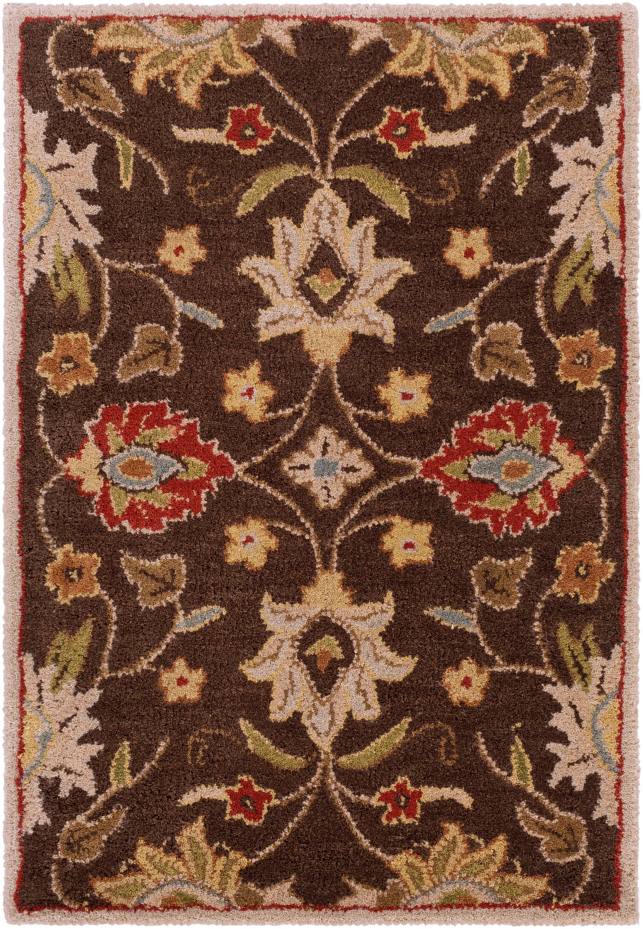 Livabliss CAE1051-23 Caesar 2 x 3 (ft) Tufted Wool Dark Brown Rectangular Indoor Border Oriental Area rug