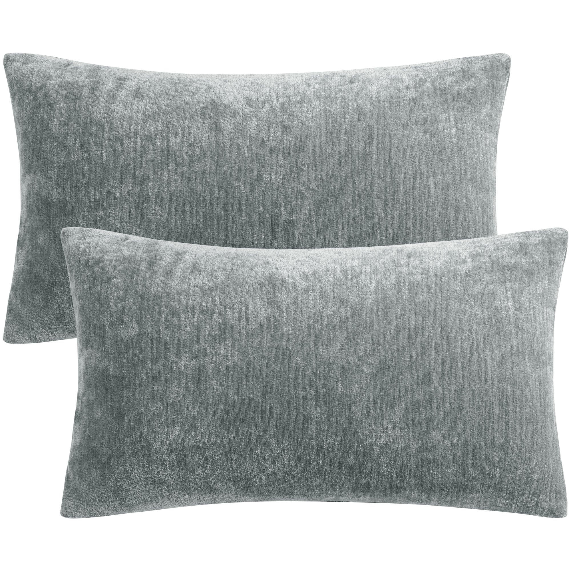Unique Bargains 2pcs Chenille Throw Pillow Covers Soft Decorative Cushion Covers Water Repellent Couch Pillowcase Home Cute Pillowcases for Sofa Car 12x20 Inch Light Gray